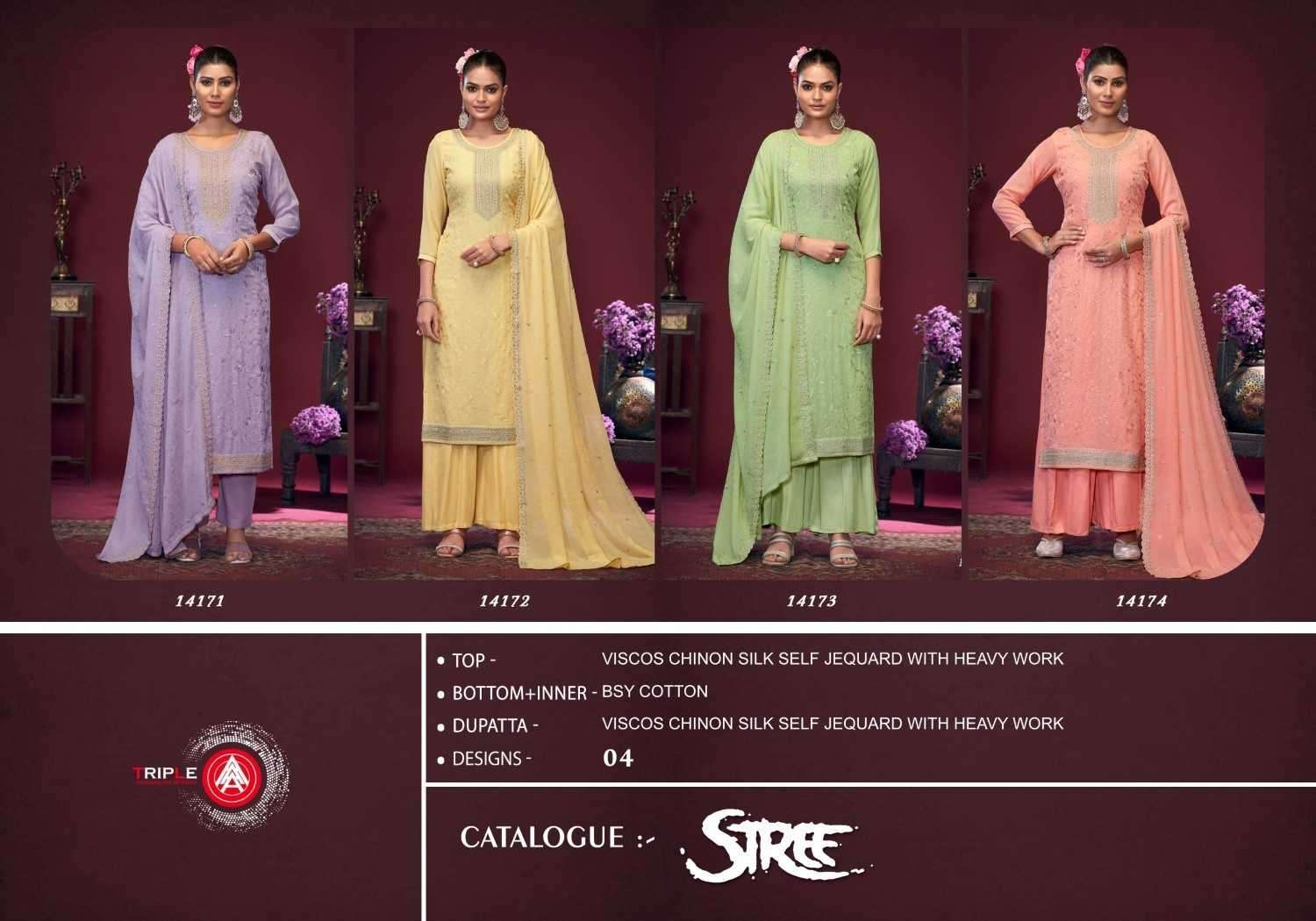 TRIPLE AAA PRESENTS STREE VISCOSE CHINON SILK SELF JACQUARD SUITS CATALOG WHOLESALER AND EXPORTER 