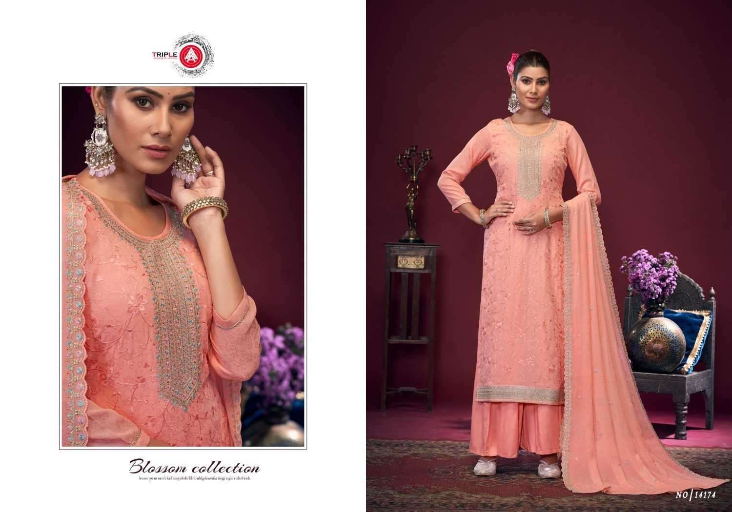 TRIPLE AAA PRESENTS STREE VISCOSE CHINON SILK SELF JACQUARD SUITS CATALOG WHOLESALER AND EXPORTER 