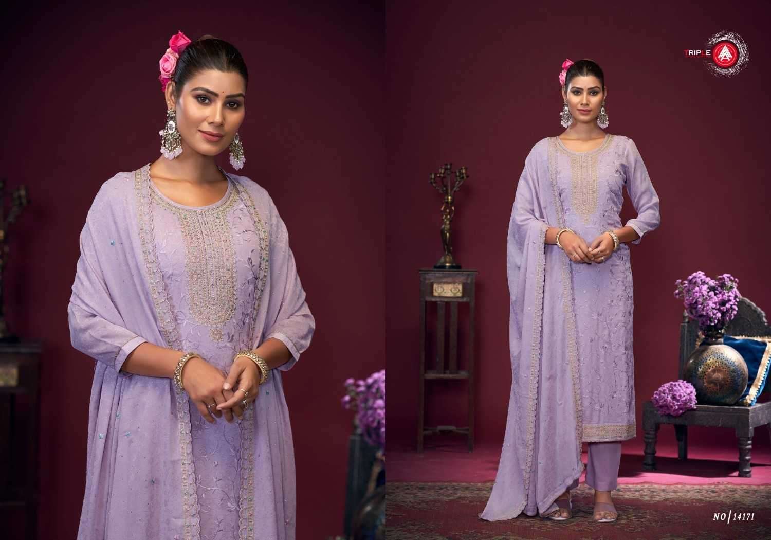TRIPLE AAA PRESENTS STREE VISCOSE CHINON SILK SELF JACQUARD SUITS CATALOG WHOLESALER AND EXPORTER 