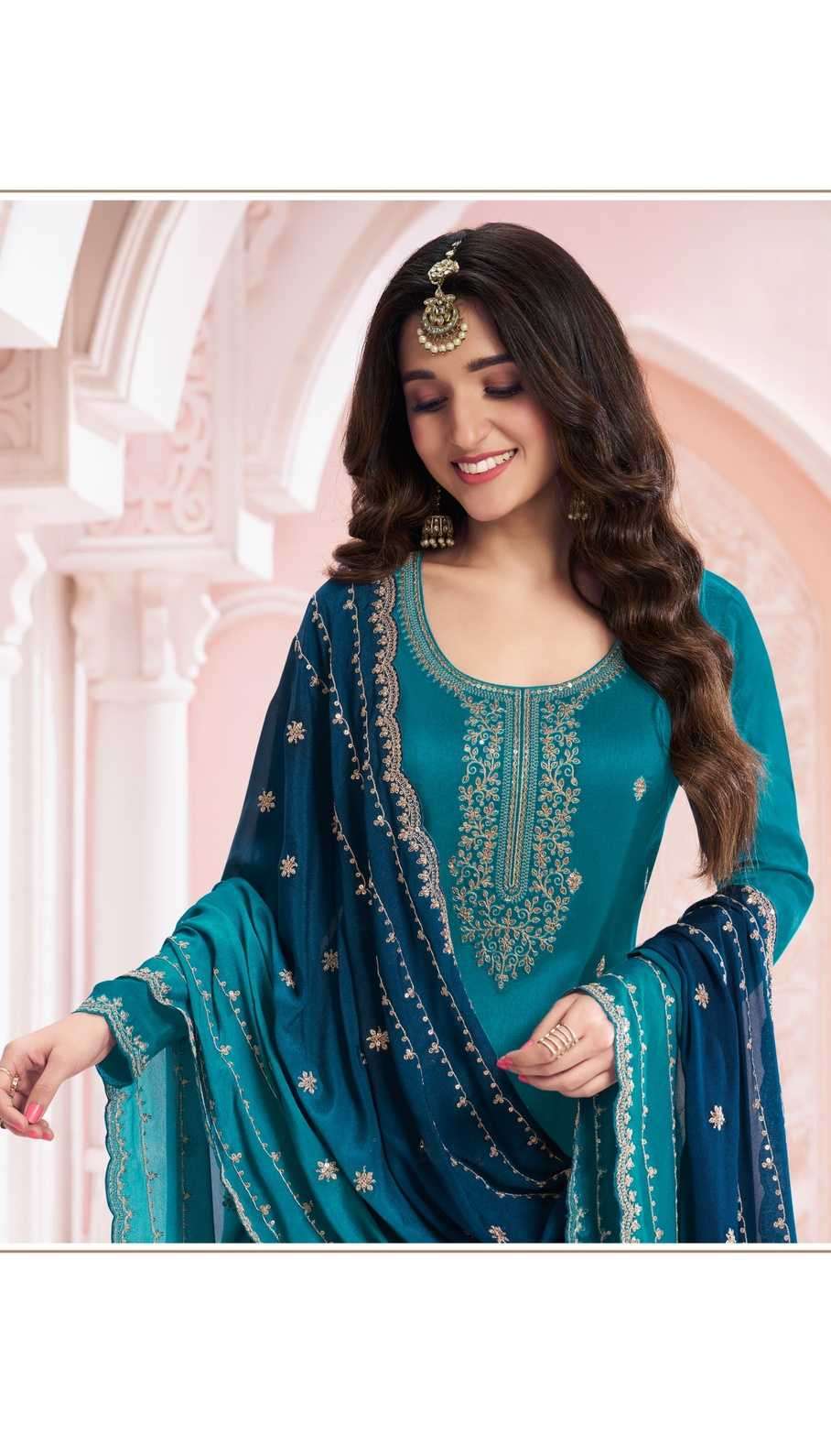 VINAY FASHION PRESENTS KULEESH SUHAAG DESIGNER SILK GEORGETTE PLUS SIZE 3PCS SALWAR SUITS CATALOG WHOLESALER AND EXPORTER IN SURAT