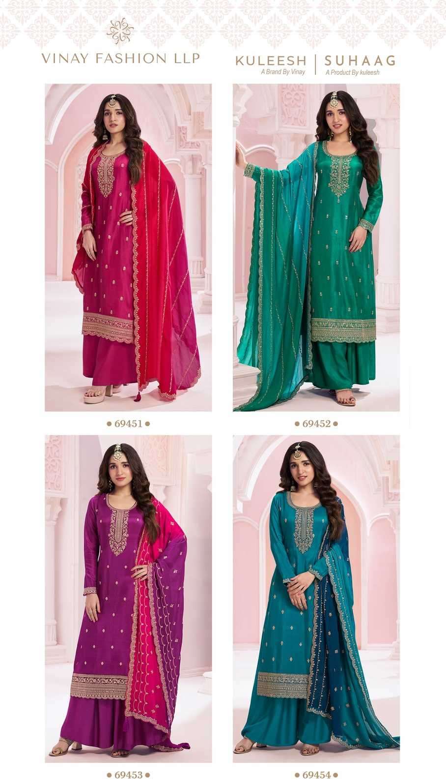 VINAY FASHION PRESENTS KULEESH SUHAAG DESIGNER SILK GEORGETTE PLUS SIZE 3PCS SALWAR SUITS CATALOG WHOLESALER AND EXPORTER IN SURAT