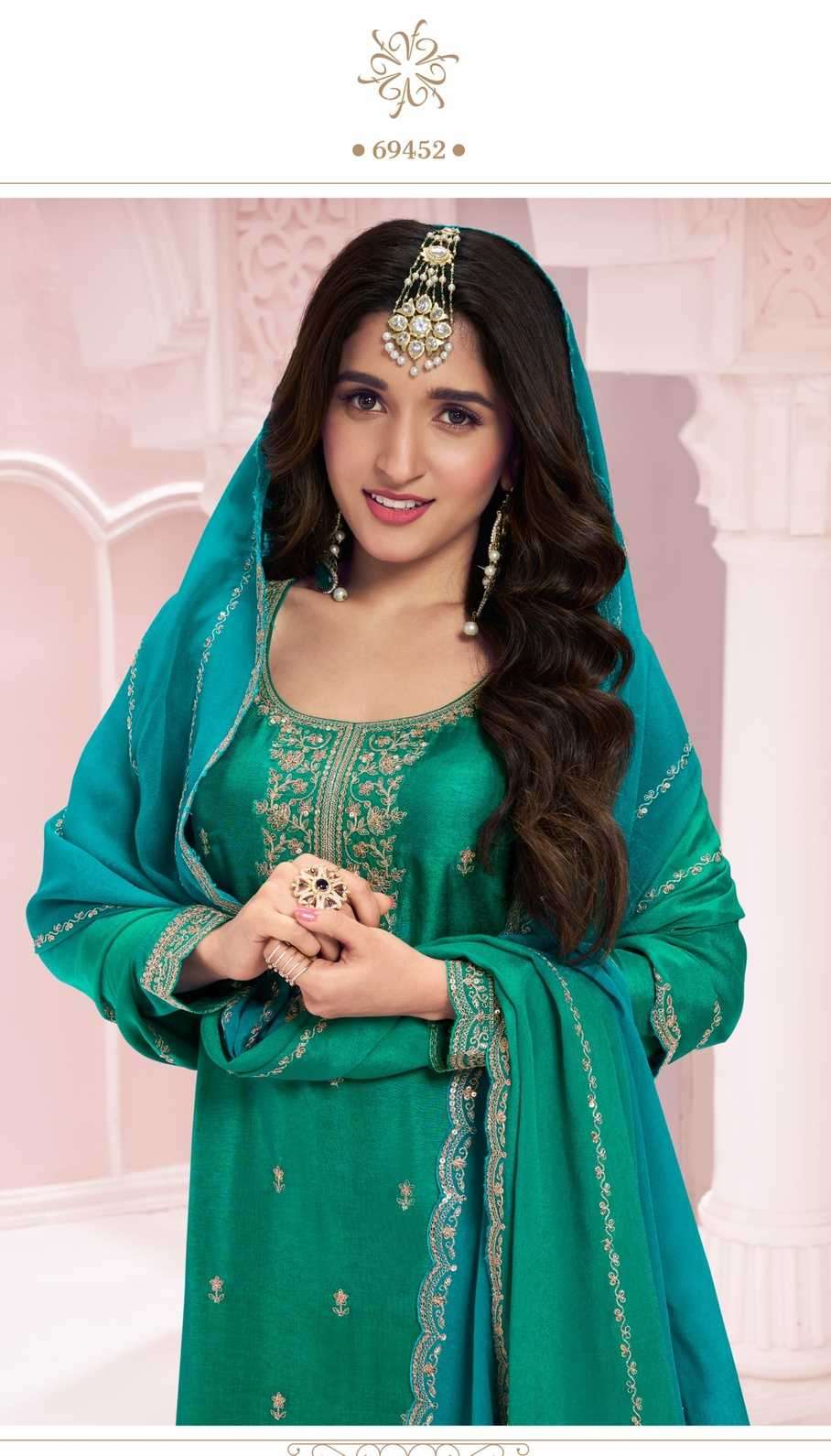 VINAY FASHION PRESENTS KULEESH SUHAAG DESIGNER SILK GEORGETTE PLUS SIZE 3PCS SALWAR SUITS CATALOG WHOLESALER AND EXPORTER IN SURAT