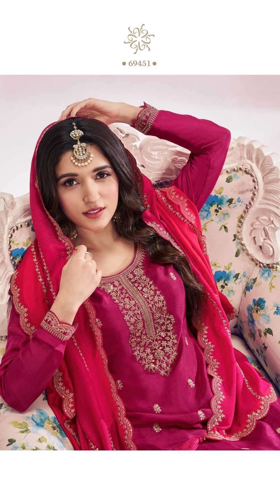 VINAY FASHION PRESENTS KULEESH SUHAAG DESIGNER SILK GEORGETTE PLUS SIZE 3PCS SALWAR SUITS CATALOG WHOLESALER AND EXPORTER IN SURAT