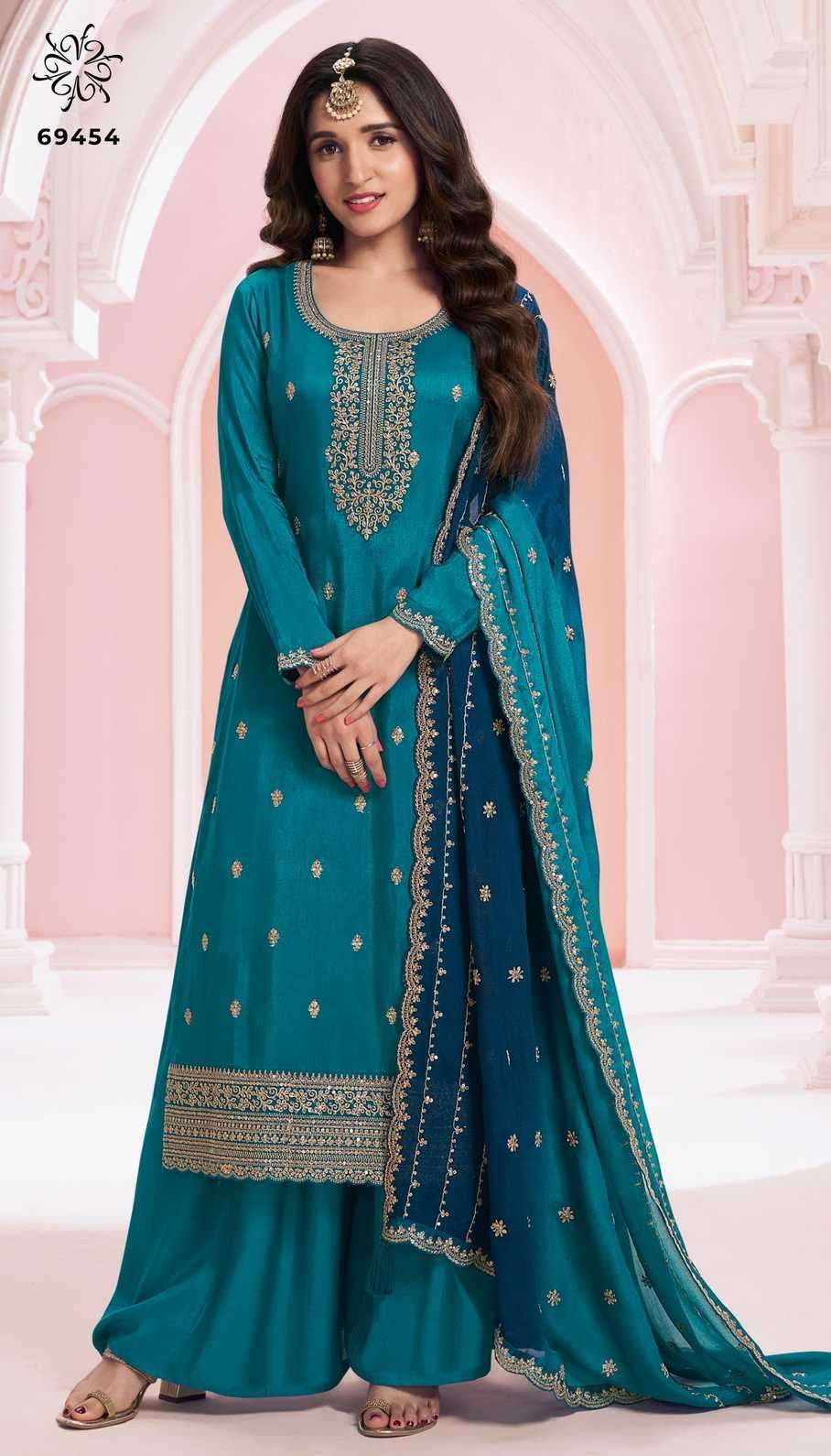 VINAY FASHION PRESENTS KULEESH SUHAAG DESIGNER SILK GEORGETTE PLUS SIZE 3PCS SALWAR SUITS CATALOG WHOLESALER AND EXPORTER IN SURAT