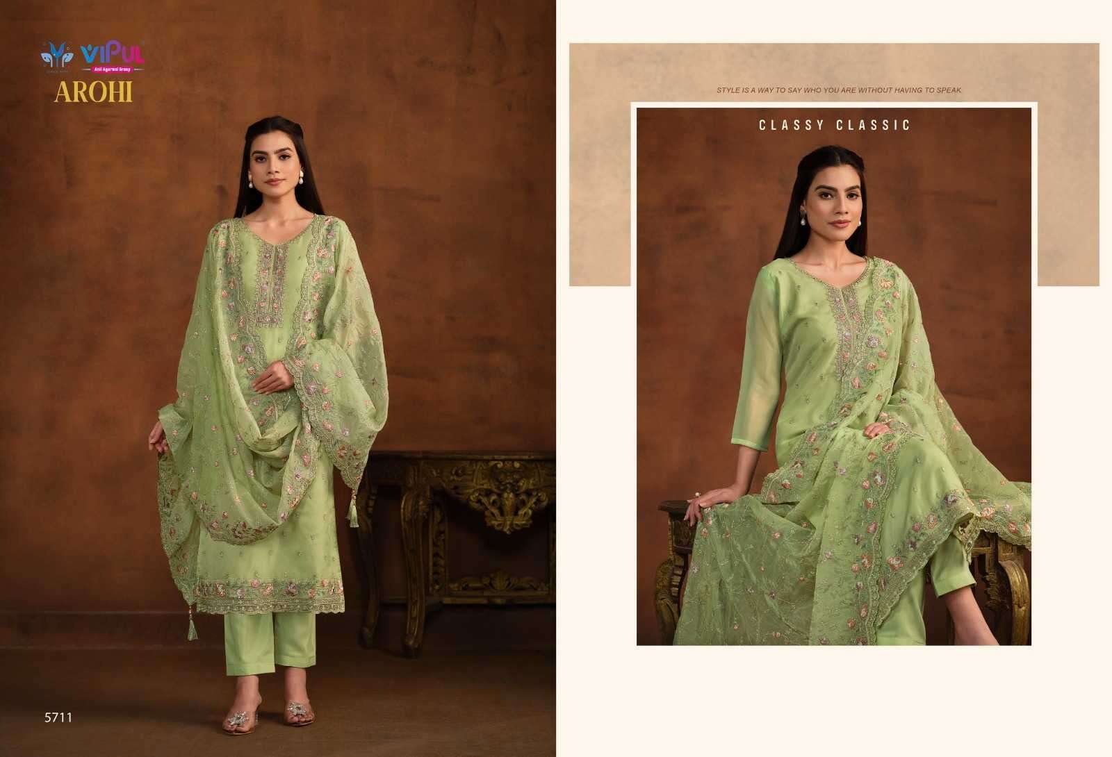 VIPUL PRESENTS AROHI COLOUR ADDITION ORGANZA DRESS MATERIAL CATALOG WHOLESALER AND EXPORTER IN SURAT