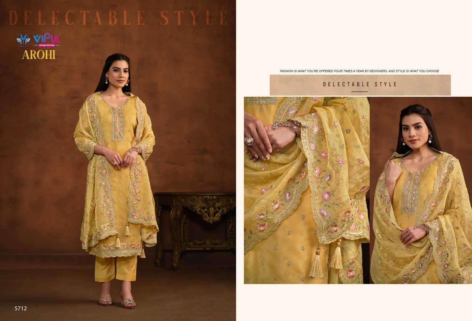 VIPUL PRESENTS AROHI COLOUR ADDITION ORGANZA DRESS MATERIAL CATALOG WHOLESALER AND EXPORTER IN SURAT