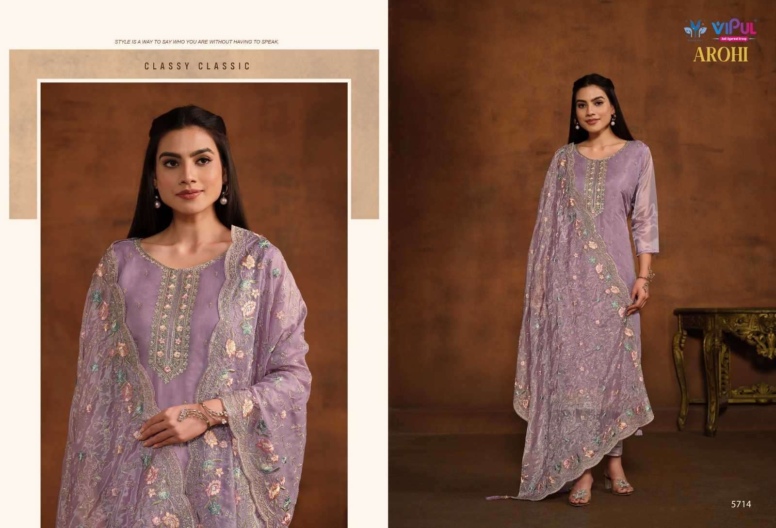 VIPUL PRESENTS AROHI COLOUR ADDITION ORGANZA DRESS MATERIAL CATALOG WHOLESALER AND EXPORTER IN SURAT