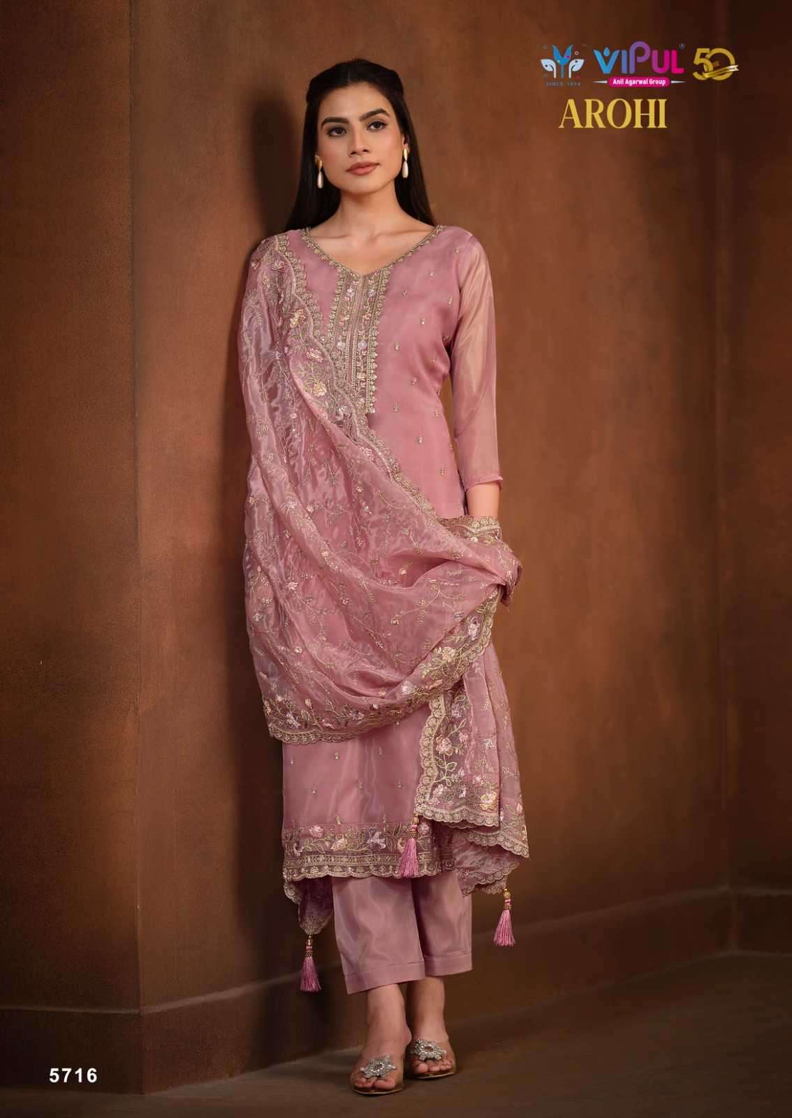 VIPUL PRESENTS AROHI COLOUR ADDITION ORGANZA DRESS MATERIAL CATALOG WHOLESALER AND EXPORTER IN SURAT