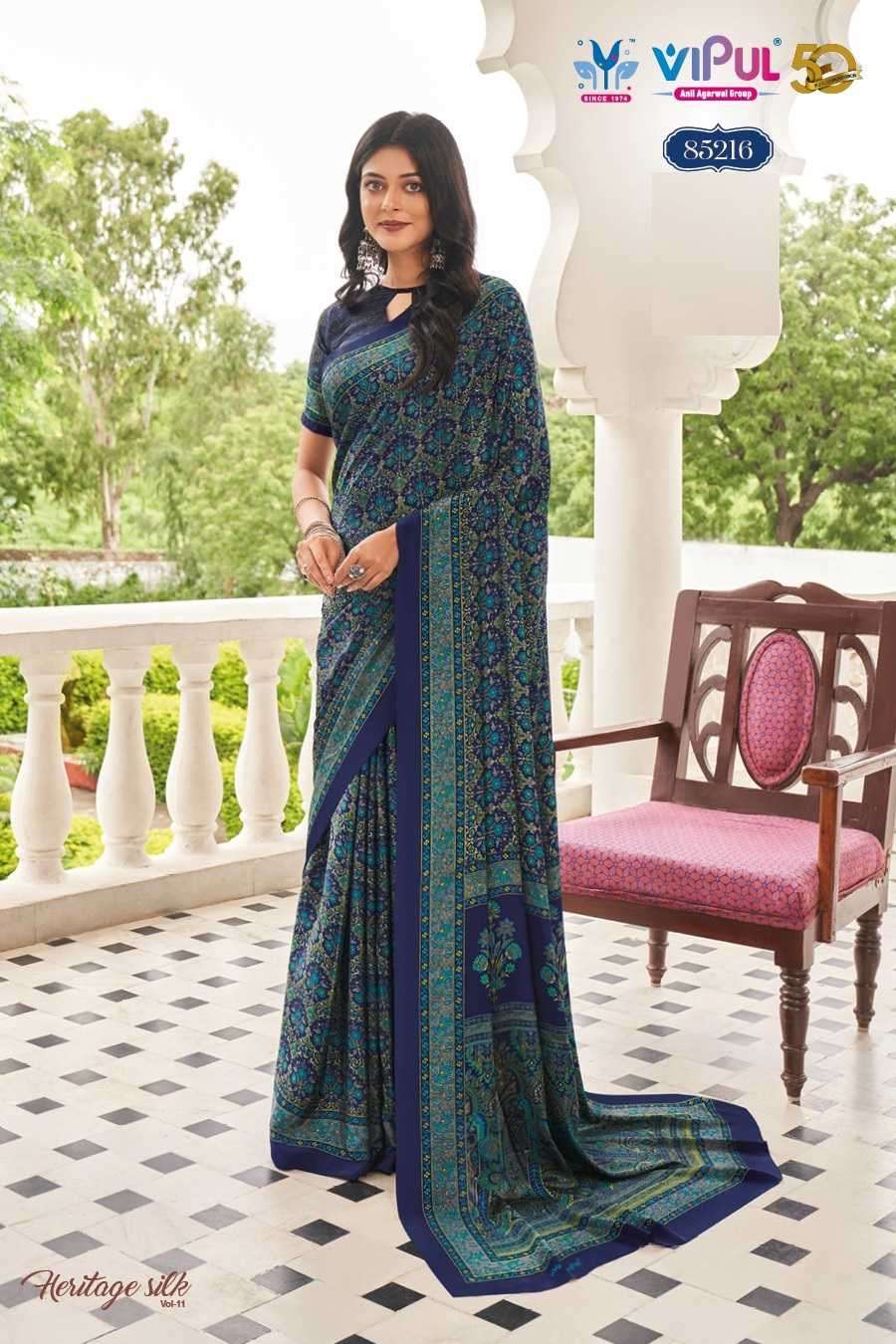 VIPUL PRESENTS HERITAGE SILK VOL-11 FASHION PURE CRAPE SILK SAREE CATALOG WHOLESALER AND EXPORTER 