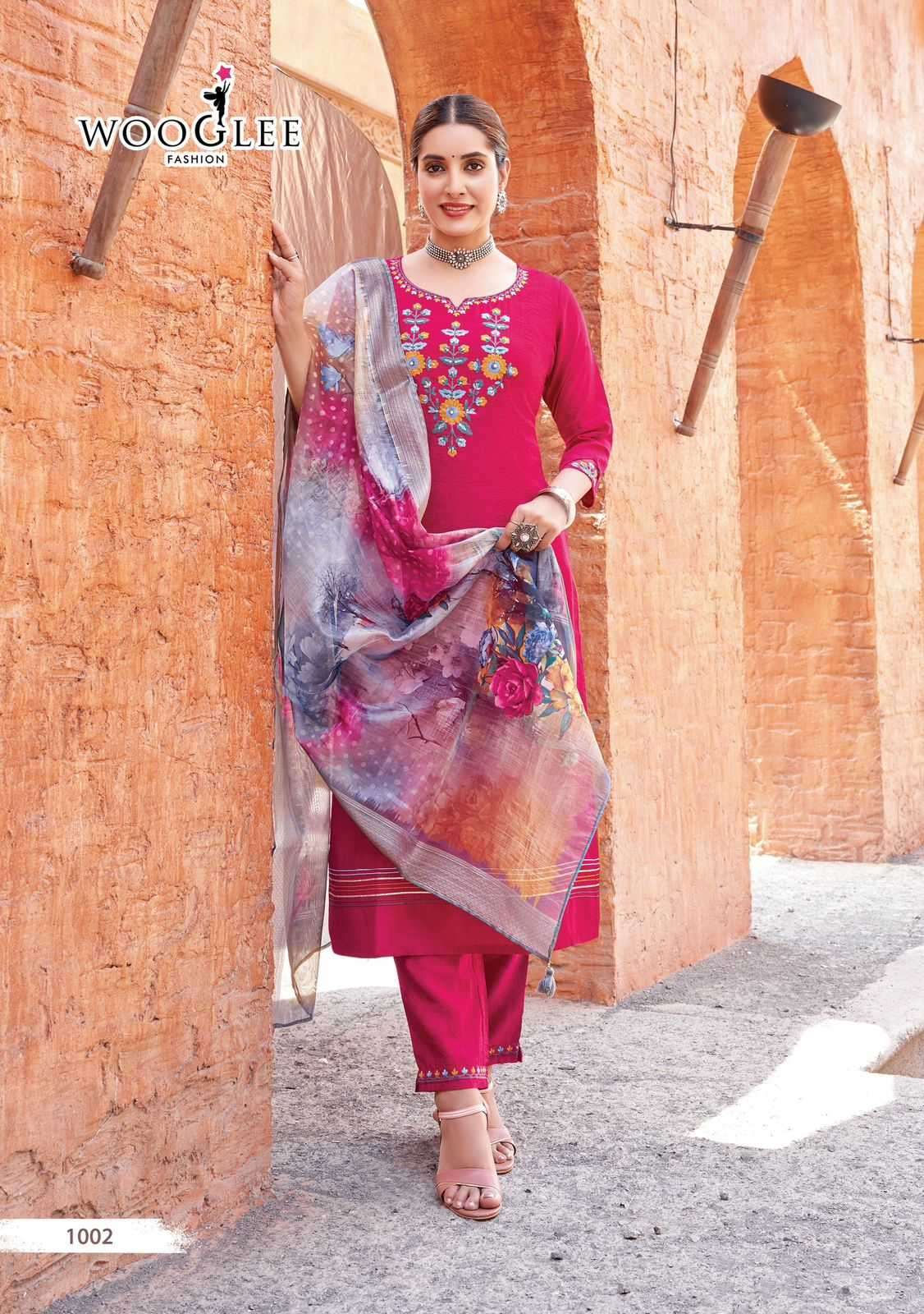 WOOGLEE PRESENTS KRITIKA VISCOSE READYMADE THREAD WORK DAILY WEAR KURTIS CATALOG WHOLESALER AND EXPORTER IN SURAT