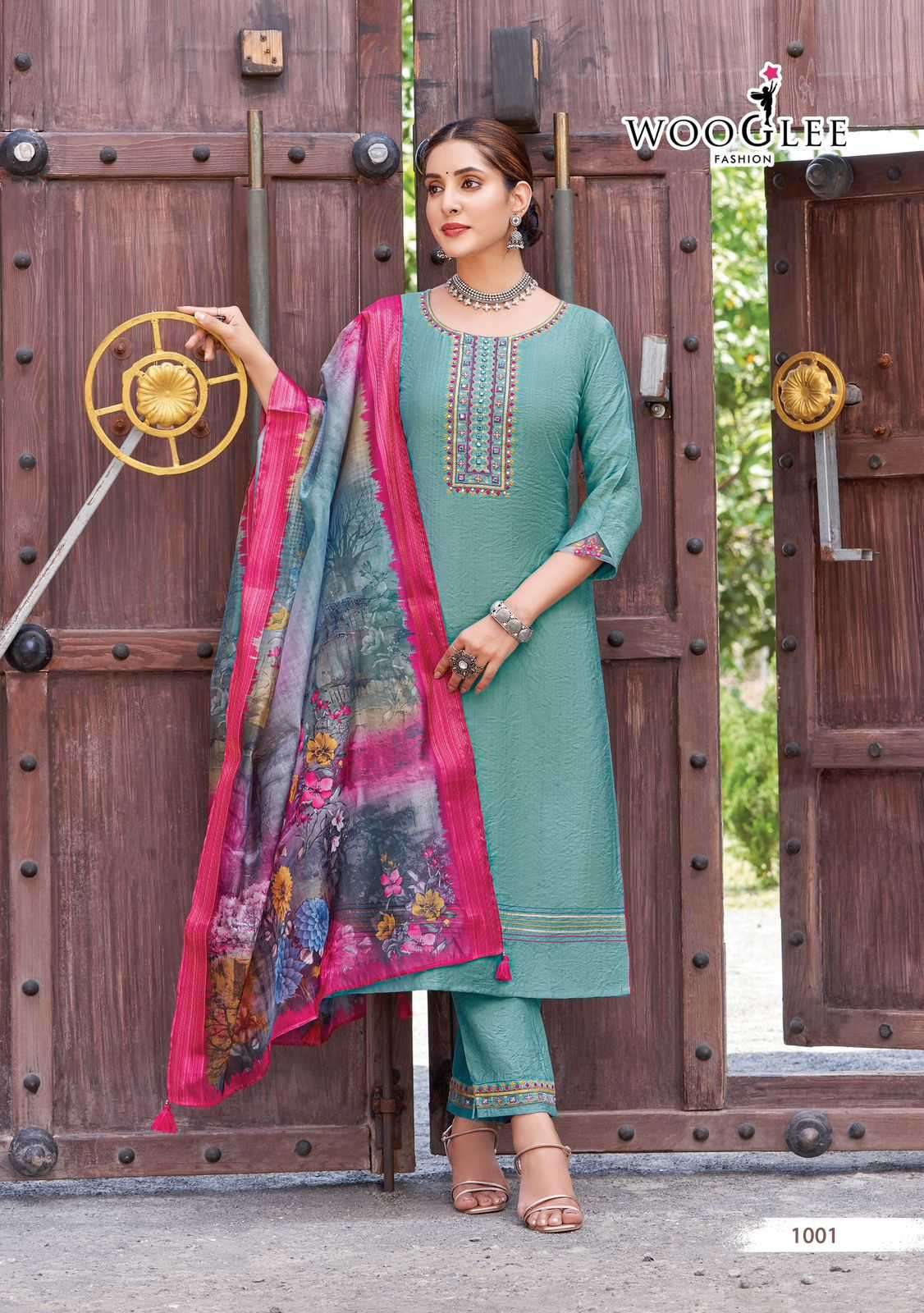 WOOGLEE PRESENTS KRITIKA VISCOSE READYMADE THREAD WORK DAILY WEAR KURTIS CATALOG WHOLESALER AND EXPORTER IN SURAT