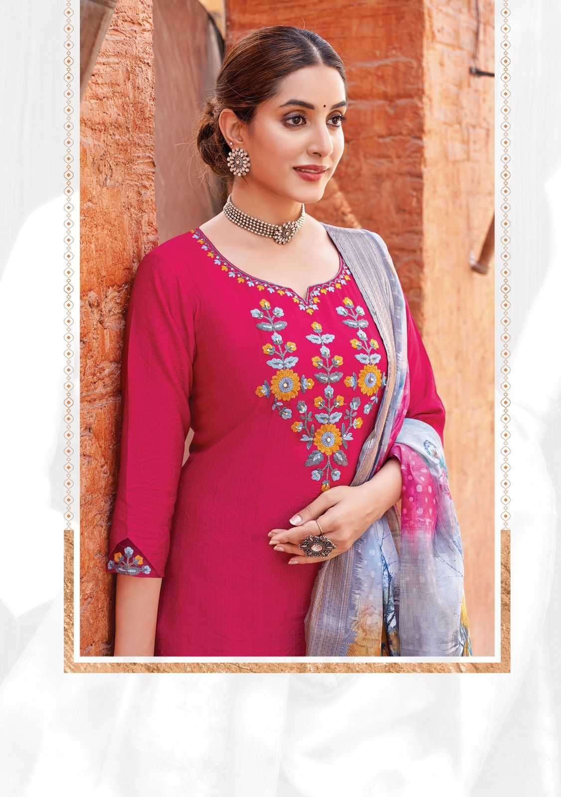 WOOGLEE PRESENTS KRITIKA VISCOSE READYMADE THREAD WORK DAILY WEAR KURTIS CATALOG WHOLESALER AND EXPORTER IN SURAT