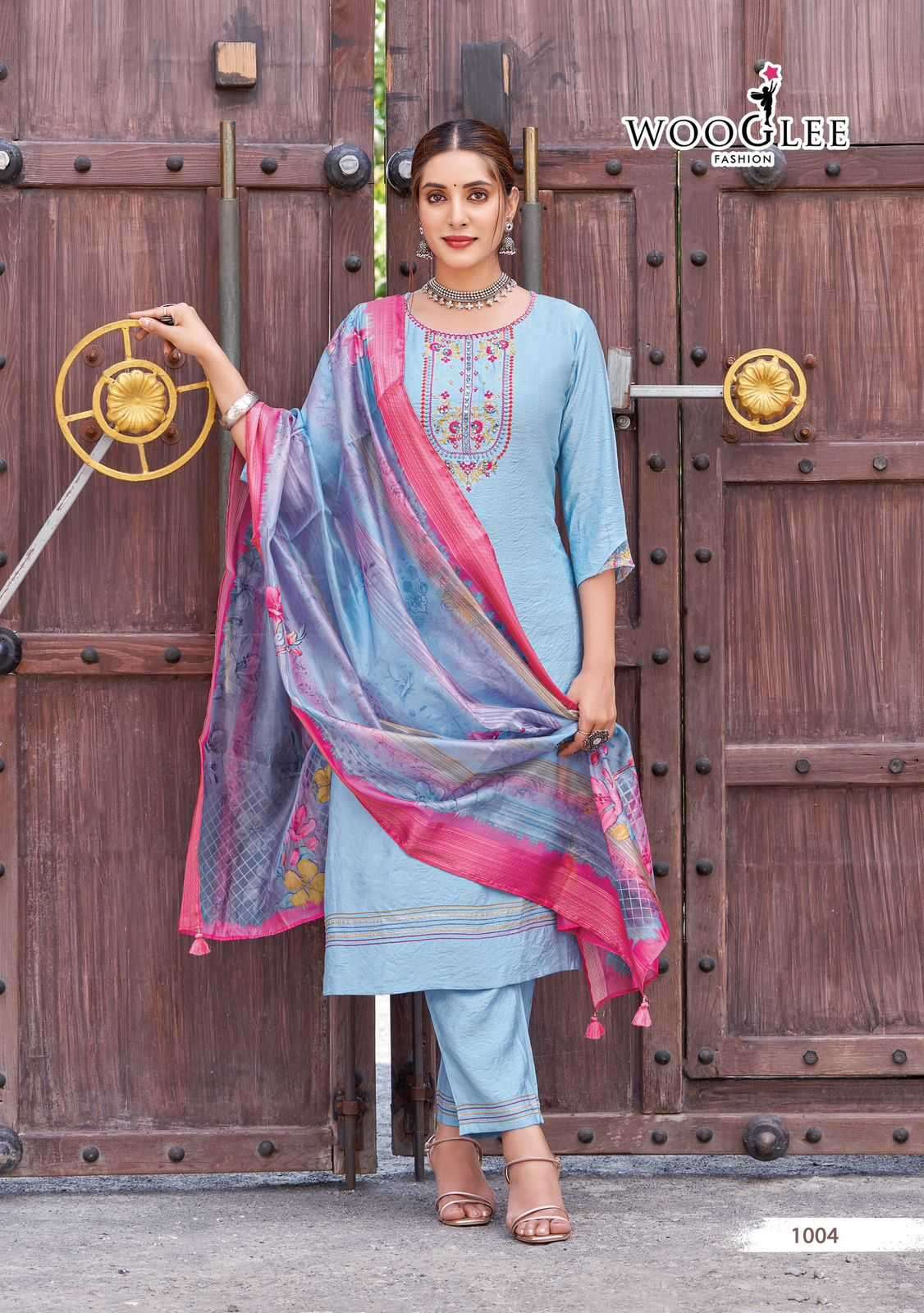 WOOGLEE PRESENTS KRITIKA VISCOSE READYMADE THREAD WORK DAILY WEAR KURTIS CATALOG WHOLESALER AND EXPORTER IN SURAT