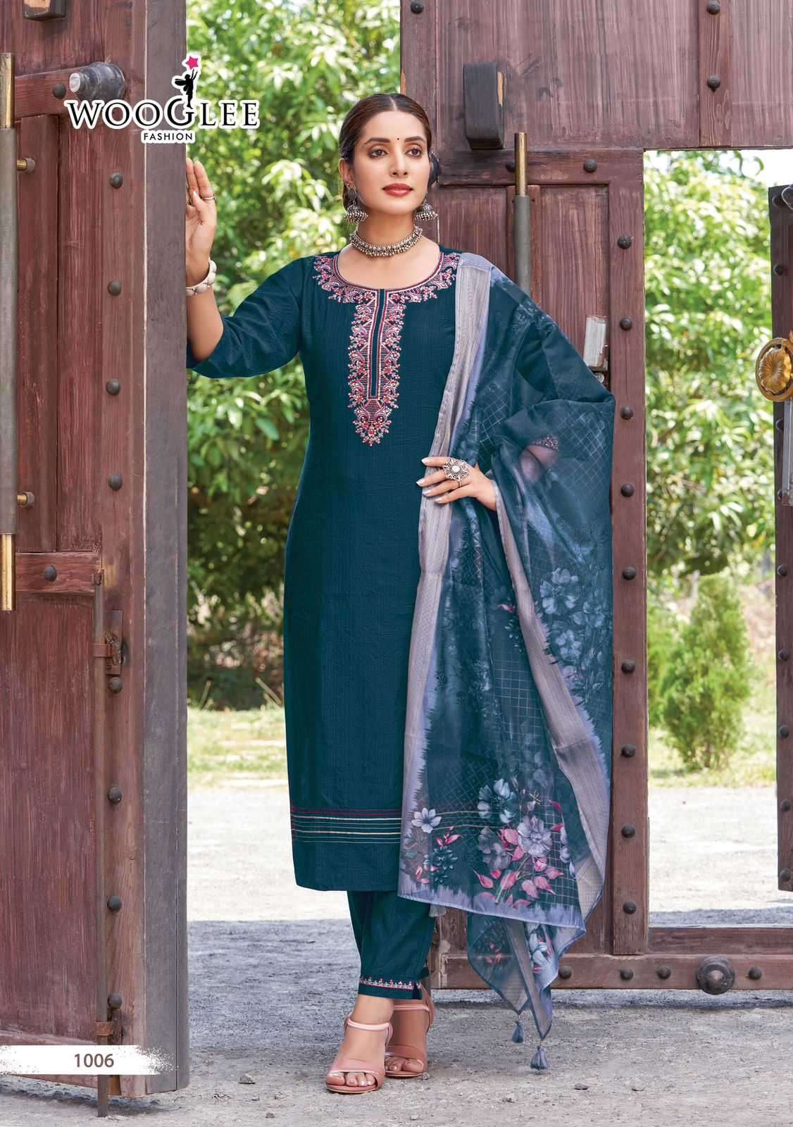 WOOGLEE PRESENTS KRITIKA VISCOSE READYMADE THREAD WORK DAILY WEAR KURTIS CATALOG WHOLESALER AND EXPORTER IN SURAT