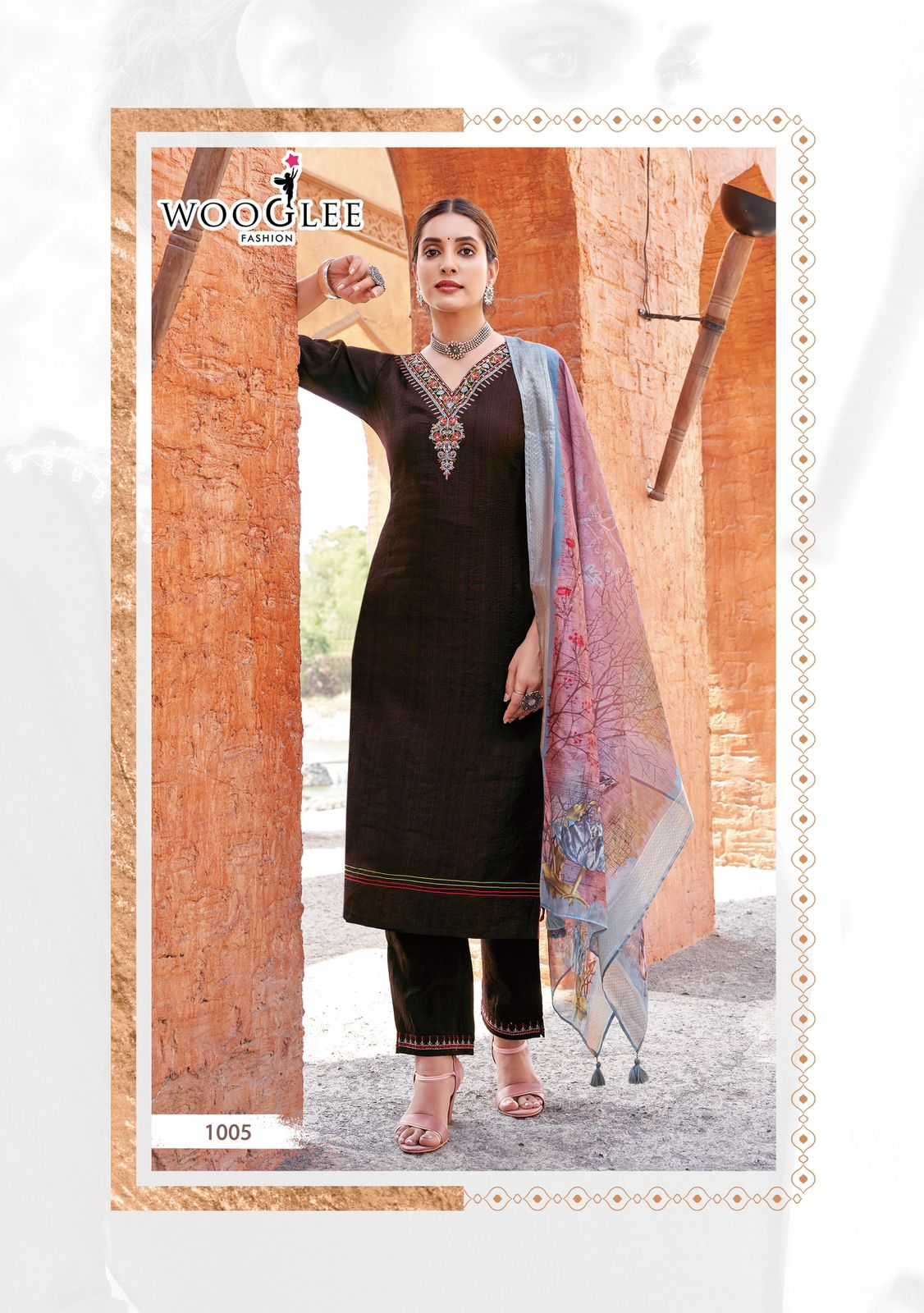 WOOGLEE PRESENTS KRITIKA VISCOSE READYMADE THREAD WORK DAILY WEAR KURTIS CATALOG WHOLESALER AND EXPORTER IN SURAT