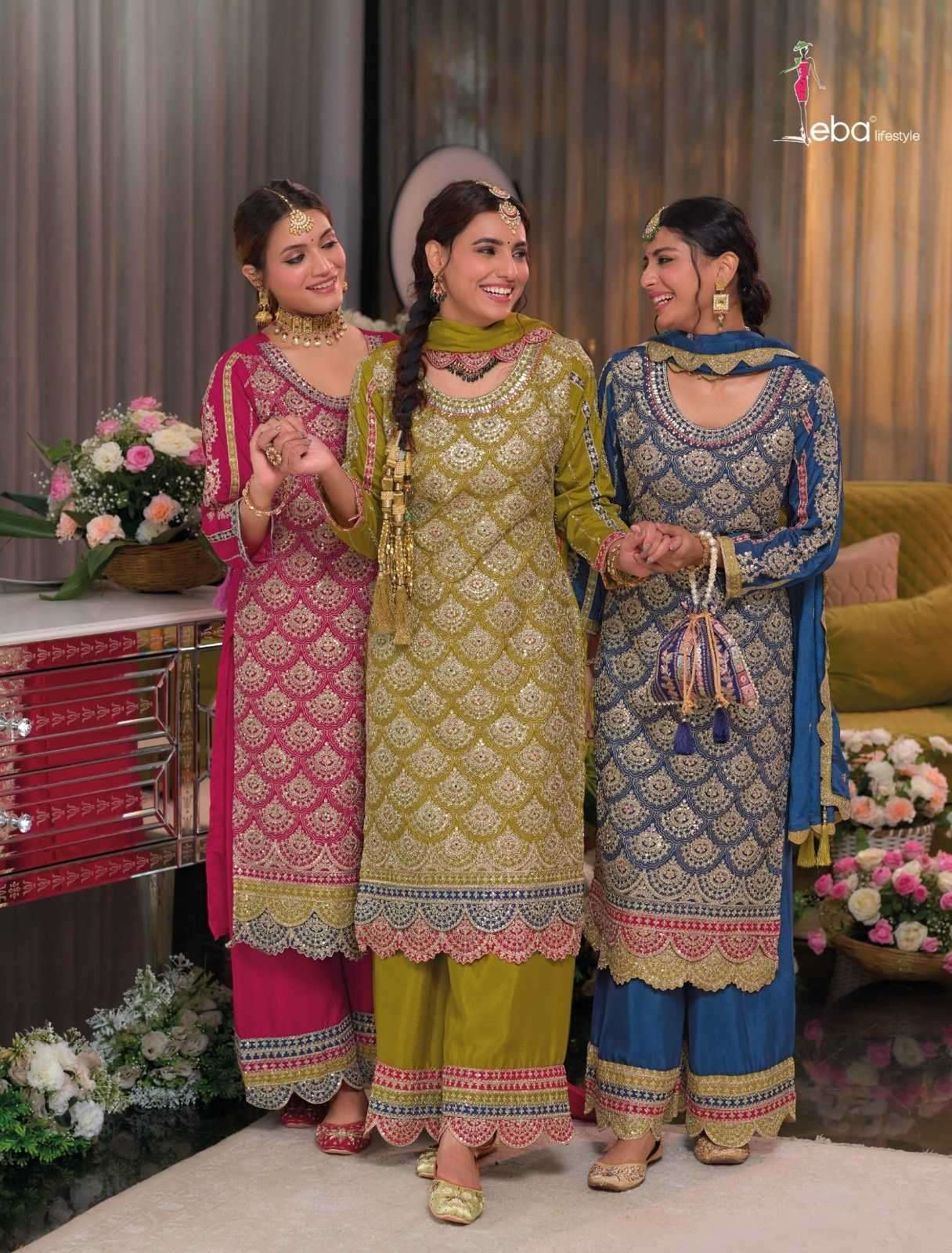 ZAVERI PRESENTS TWISHA VOL-2 EMBROIDERY HEAVY CHINON READYMADE 3PCS DRESS CATALOG WHOLESALER AND EXPORTER 
