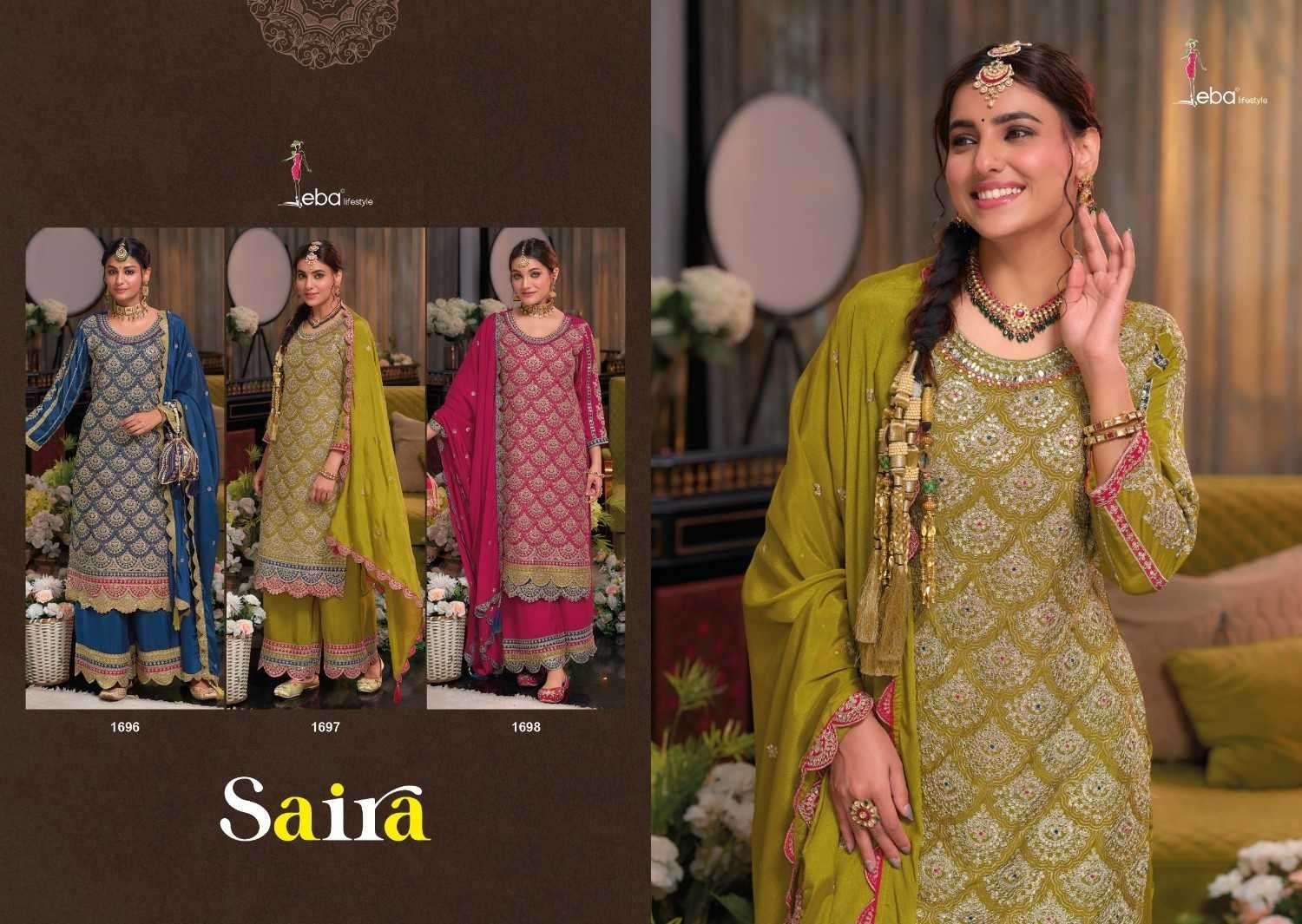 ZAVERI PRESENTS TWISHA VOL-2 EMBROIDERY HEAVY CHINON READYMADE 3PCS DRESS CATALOG WHOLESALER AND EXPORTER 