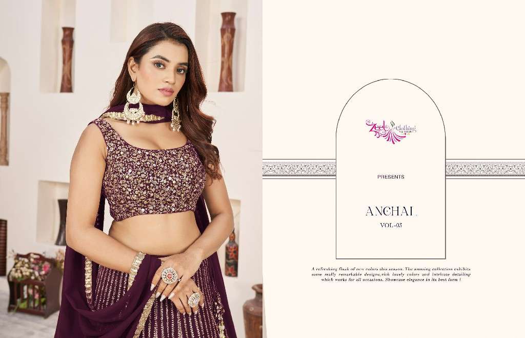 Zeel Clothing Presents Anchal Vol-3 Wholesale Designer Lehengas Choli Catalog Wholesaler And Exporter In Surat