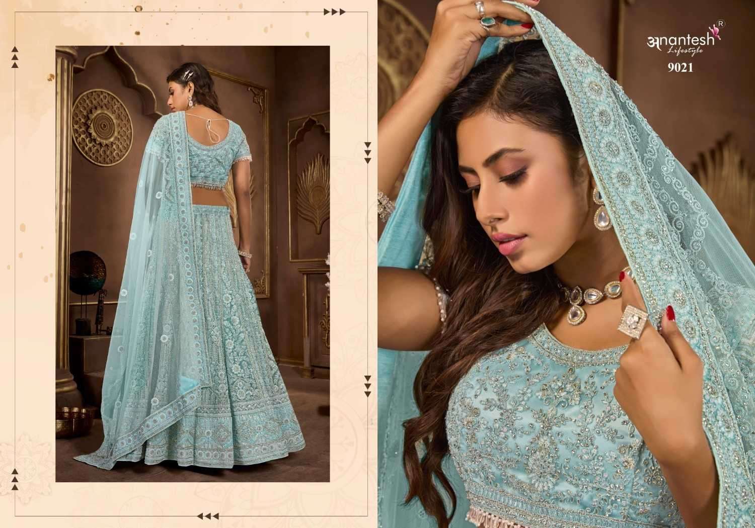 ANANTESH LIFESTYLE PRESENTS BRIDLE COUTURE VOL-5 ZARKANS MIRROR FULL STITCH BRIDAL CHANIYA CHOLI CATALOG WHOLESALER AND EXPORTER IN SURAT