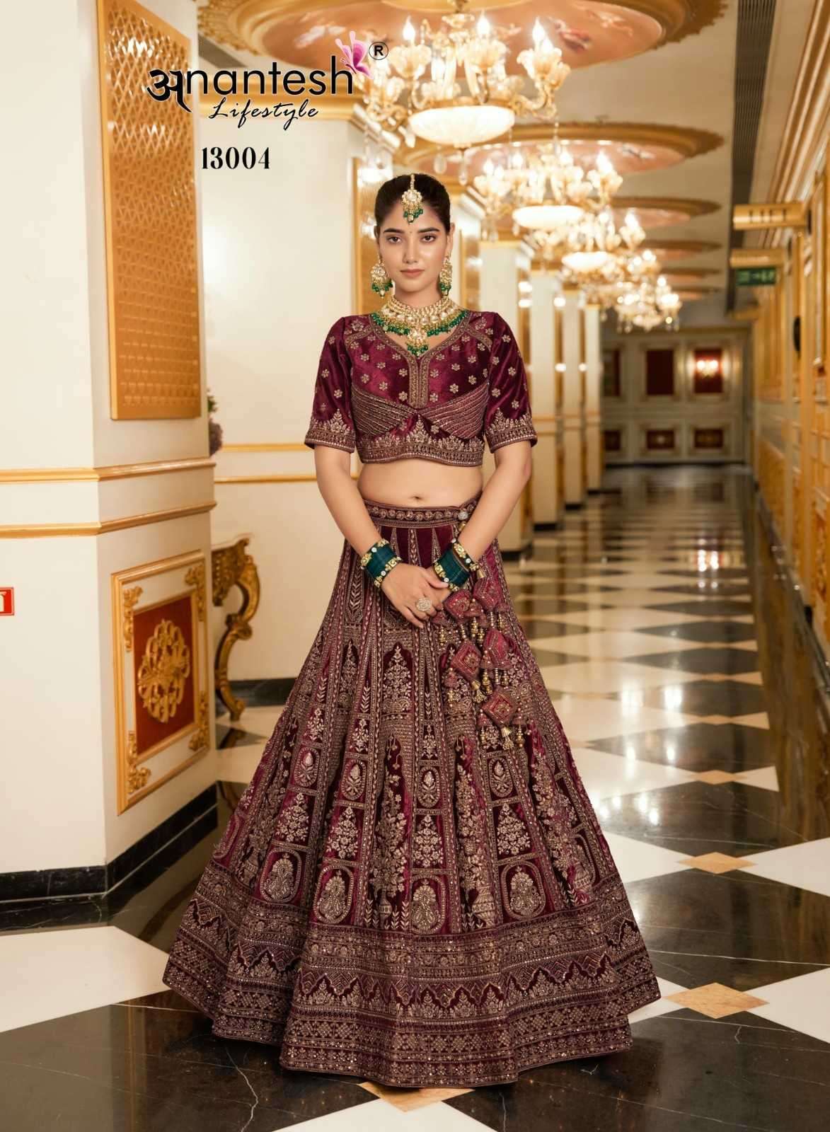 ANANTESH LIFESTYLE PRESENTS WEDDING BRIDE VOL-2 MIRROR WORK READYMADE VELVET CHANIYA CHOLI CATALOG WHOLESALER 