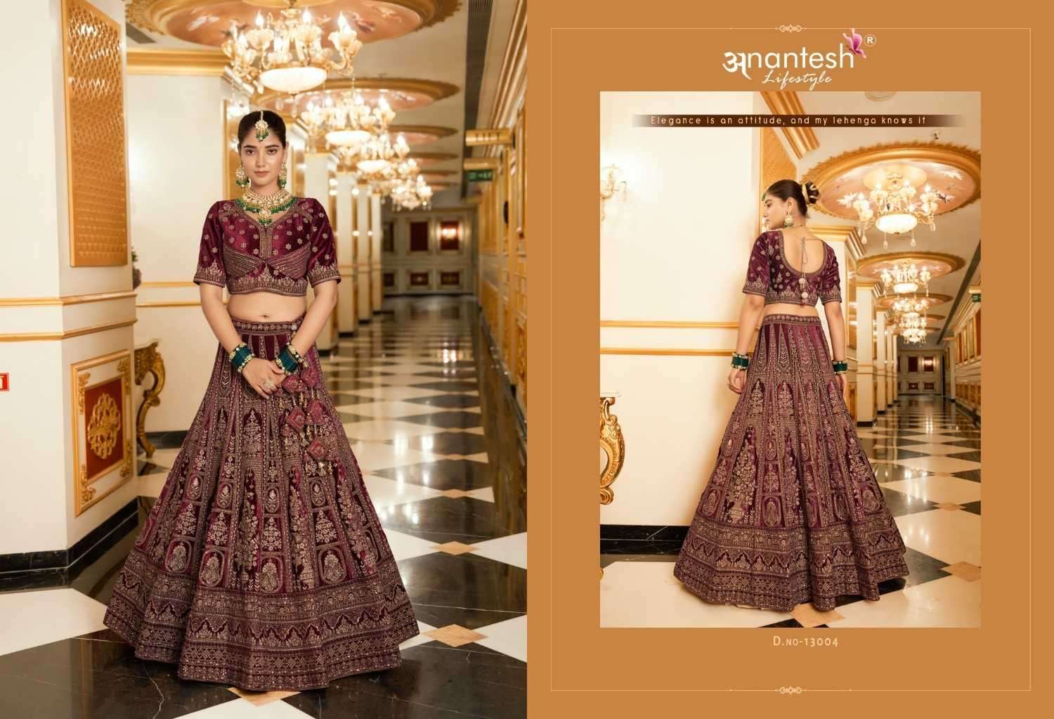 ANANTESH LIFESTYLE PRESENTS WEDDING BRIDE VOL-2 MIRROR WORK READYMADE VELVET CHANIYA CHOLI CATALOG WHOLESALER 