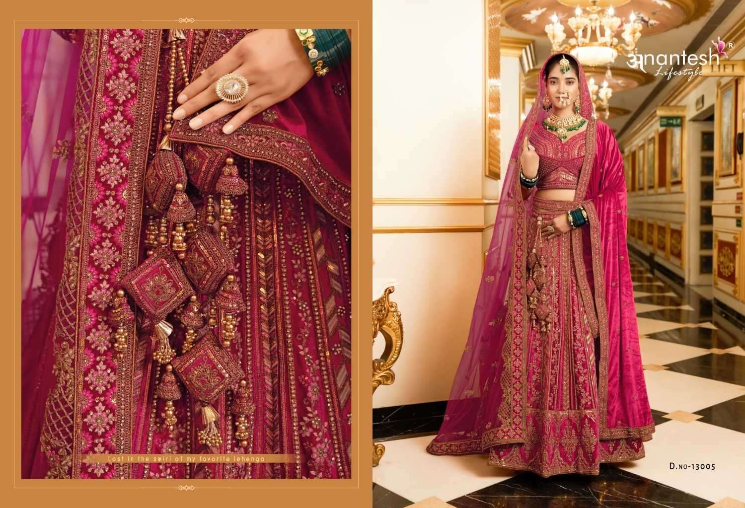 ANANTESH LIFESTYLE PRESENTS WEDDING BRIDE VOL-2 MIRROR WORK READYMADE VELVET CHANIYA CHOLI CATALOG WHOLESALER 