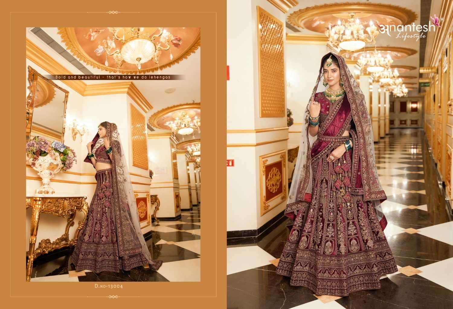 ANANTESH LIFESTYLE PRESENTS WEDDING BRIDE VOL-2 MIRROR WORK READYMADE VELVET CHANIYA CHOLI CATALOG WHOLESALER 