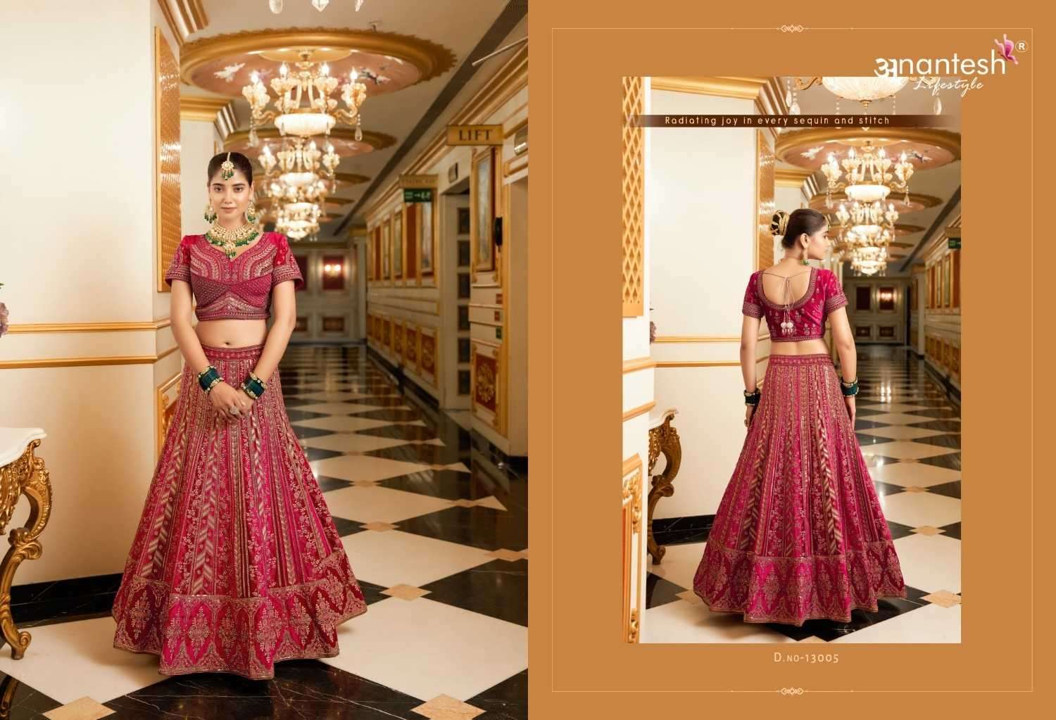 ANANTESH LIFESTYLE PRESENTS WEDDING BRIDE VOL-2 MIRROR WORK READYMADE VELVET CHANIYA CHOLI CATALOG WHOLESALER 