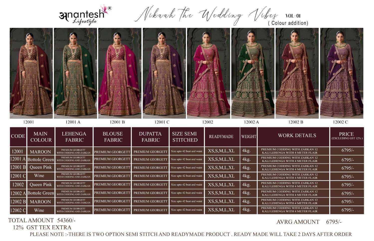 ANANTESH PRESENTS NIKAAH THE WEDDING VIBES VOL-1 FULL STITCH LEHENGA FOR WOMEN WEDDING CATALOG WHOLESALER AND EXPORTER IN SURAT
