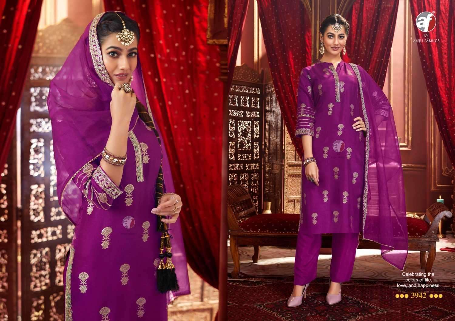 ANJU FAB PRESENTS BANDHAN VOL-4 DOLA SILK JACQUARD READYMADE 3PCS DRESS CATALOG WHOLESLAER AND EXPORTER 