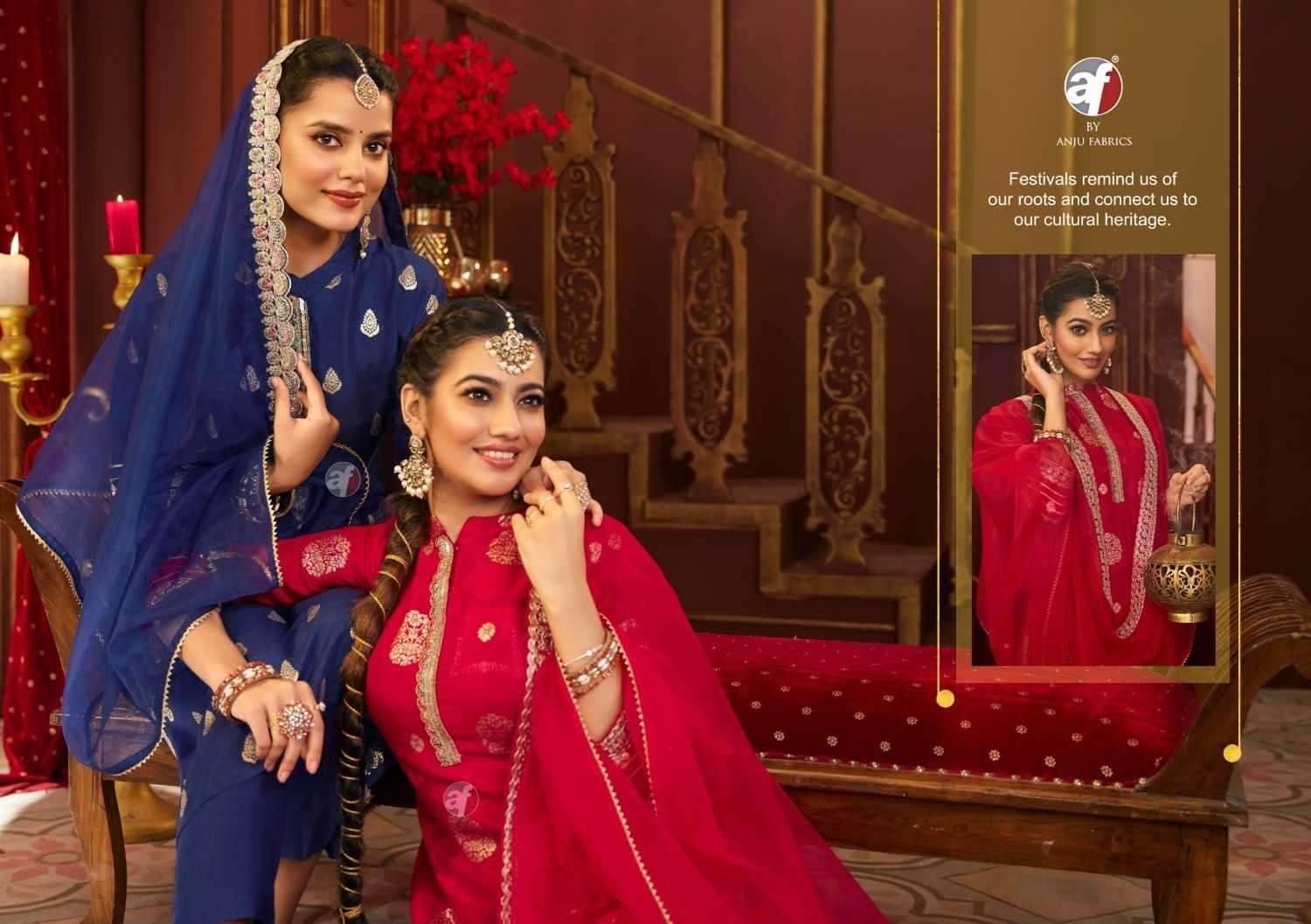 ANJU FAB PRESENTS BANDHAN VOL-4 DOLA SILK JACQUARD READYMADE 3PCS DRESS CATALOG WHOLESLAER AND EXPORTER 