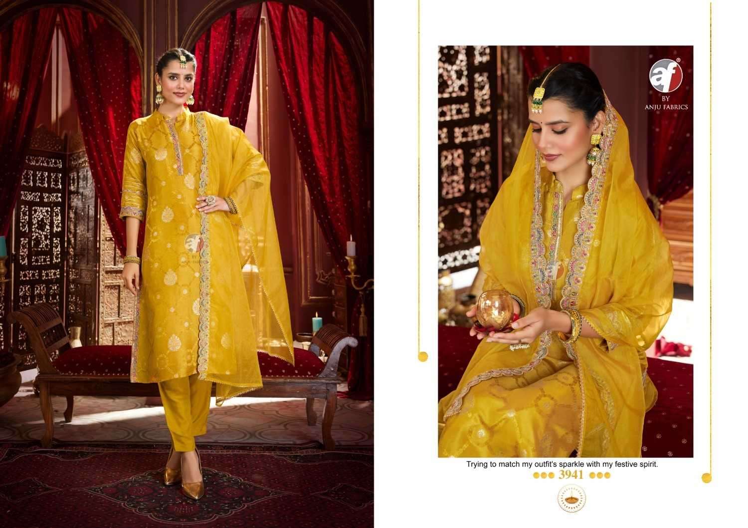 ANJU FAB PRESENTS BANDHAN VOL-4 DOLA SILK JACQUARD READYMADE 3PCS DRESS CATALOG WHOLESLAER AND EXPORTER 
