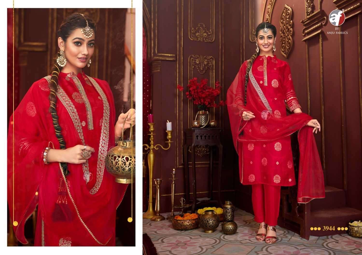 ANJU FAB PRESENTS BANDHAN VOL-4 DOLA SILK JACQUARD READYMADE 3PCS DRESS CATALOG WHOLESLAER AND EXPORTER 