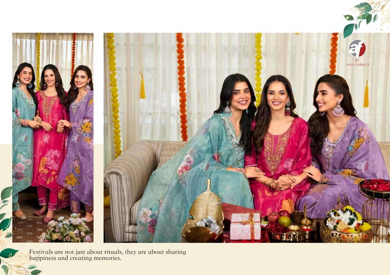 ANJU FAB PRESENTS SAHELI  TISSUE SHIMMER READYMADE TRENDY SALWAR SUITS CATALOG WHOLESALER AND EXPORTER 