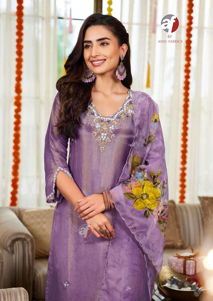 ANJU FAB PRESENTS SAHELI  TISSUE SHIMMER READYMADE TRENDY SALWAR SUITS CATALOG WHOLESALER AND EXPORTER 