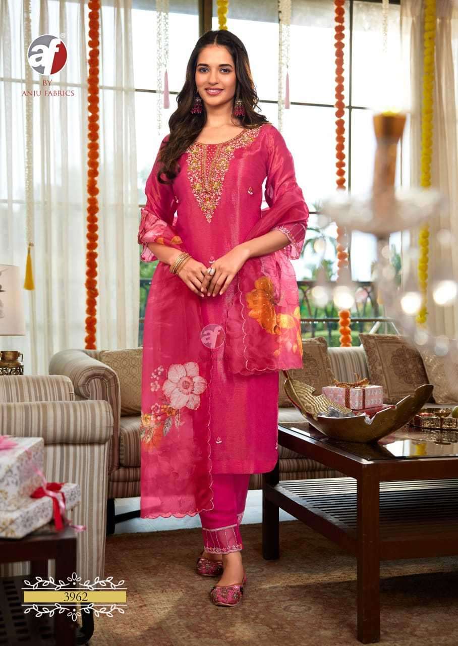 ANJU FAB PRESENTS SAHELI  TISSUE SHIMMER READYMADE TRENDY SALWAR SUITS CATALOG WHOLESALER AND EXPORTER 