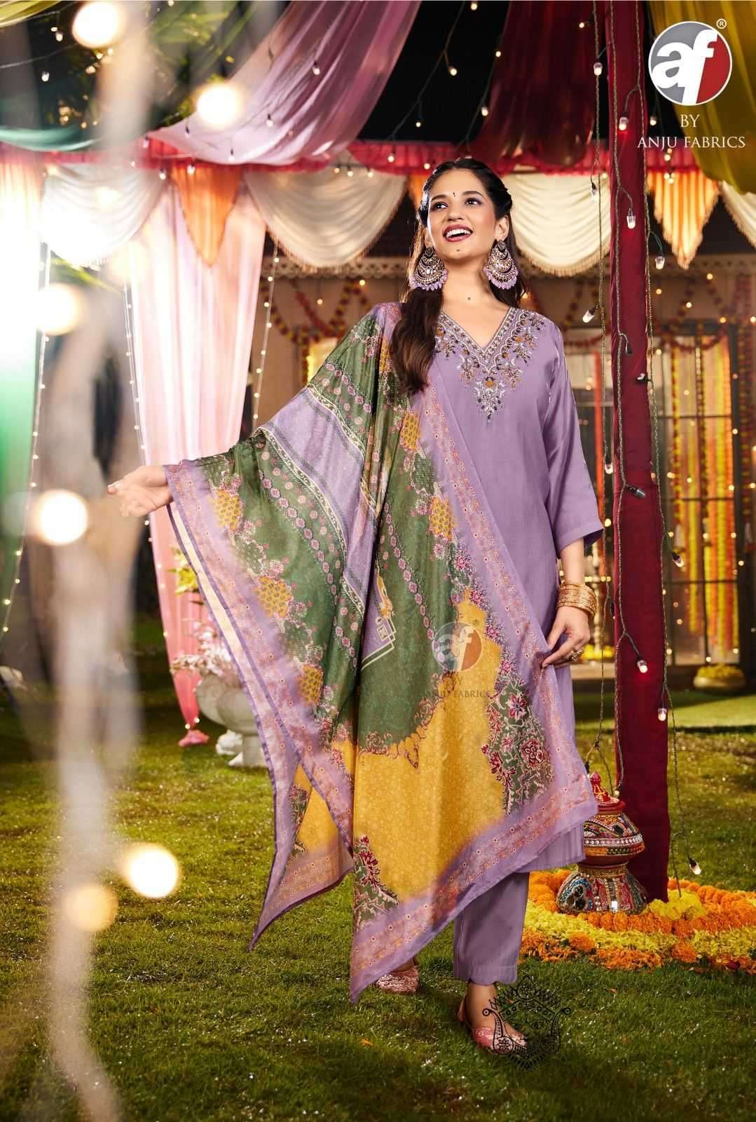 ANJU FAB PRESENTS SHARARAT VOL-8 MODAL SILK READYMADE HANDWORK BIG SIZE PARTY WEAR SUIT