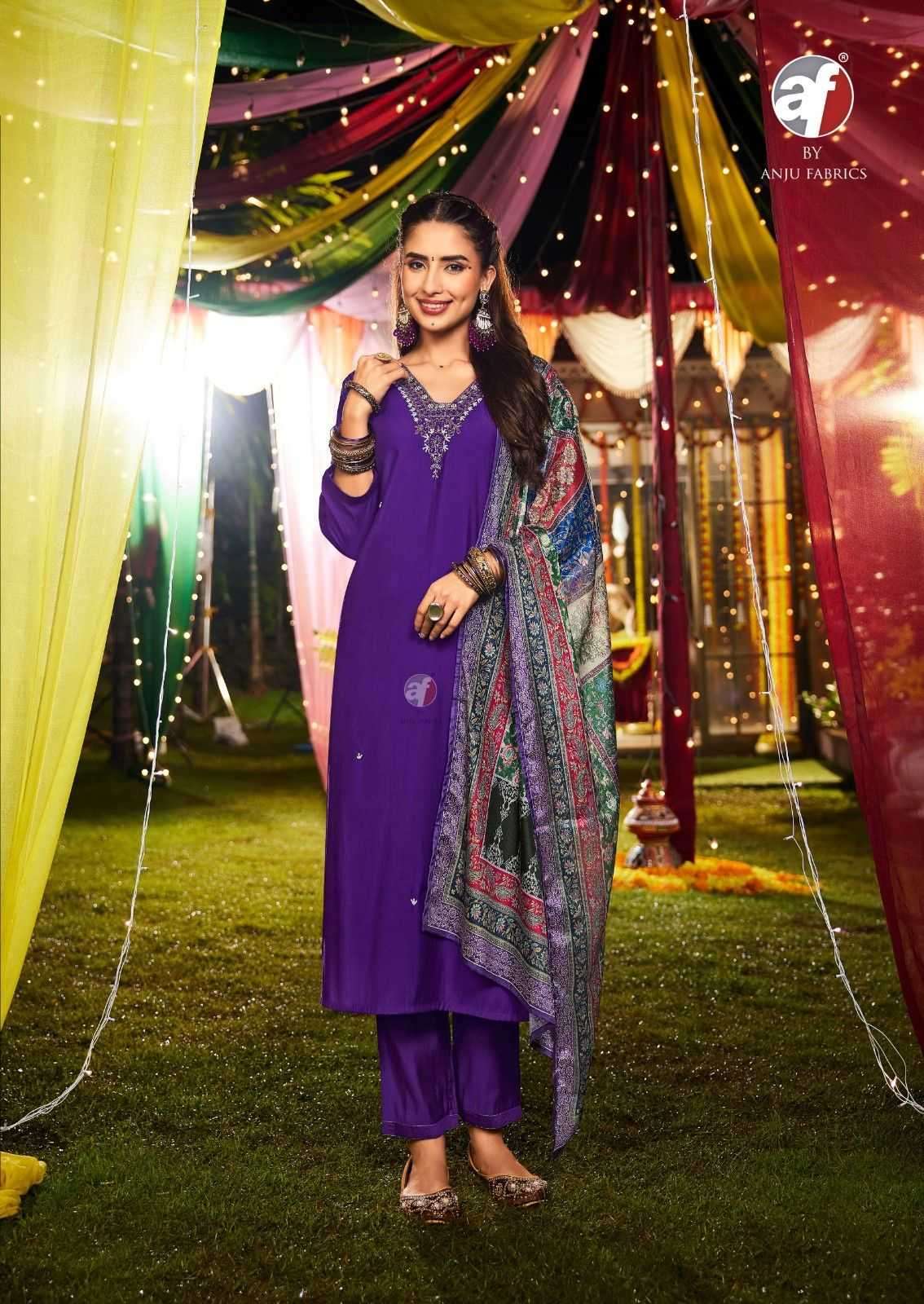 ANJU FAB PRESENTS SHARARAT VOL-8 MODAL SILK READYMADE HANDWORK BIG SIZE PARTY WEAR SUIT