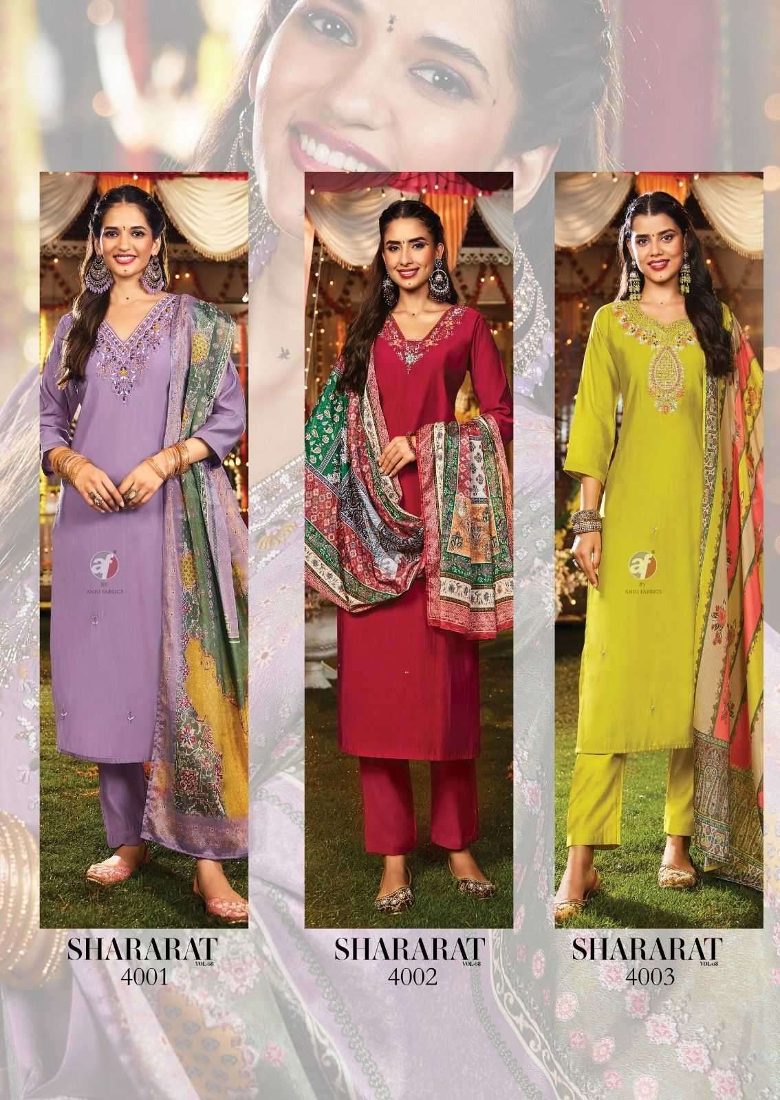ANJU FAB PRESENTS SHARARAT VOL-8 MODAL SILK READYMADE HANDWORK BIG SIZE PARTY WEAR SUIT