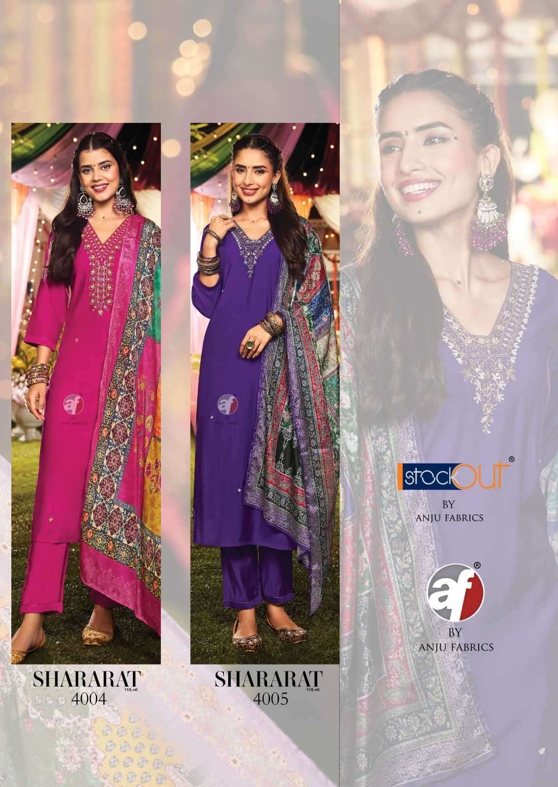 ANJU FAB PRESENTS SHARARAT VOL-8 MODAL SILK READYMADE HANDWORK BIG SIZE PARTY WEAR SUIT