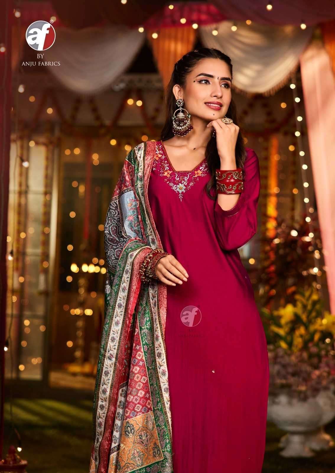 ANJU FAB PRESENTS SHARARAT VOL-8 MODAL SILK READYMADE HANDWORK BIG SIZE PARTY WEAR SUIT