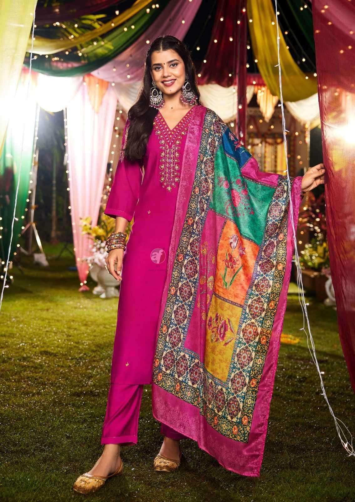 ANJU FAB PRESENTS SHARARAT VOL-8 MODAL SILK READYMADE HANDWORK BIG SIZE PARTY WEAR SUIT