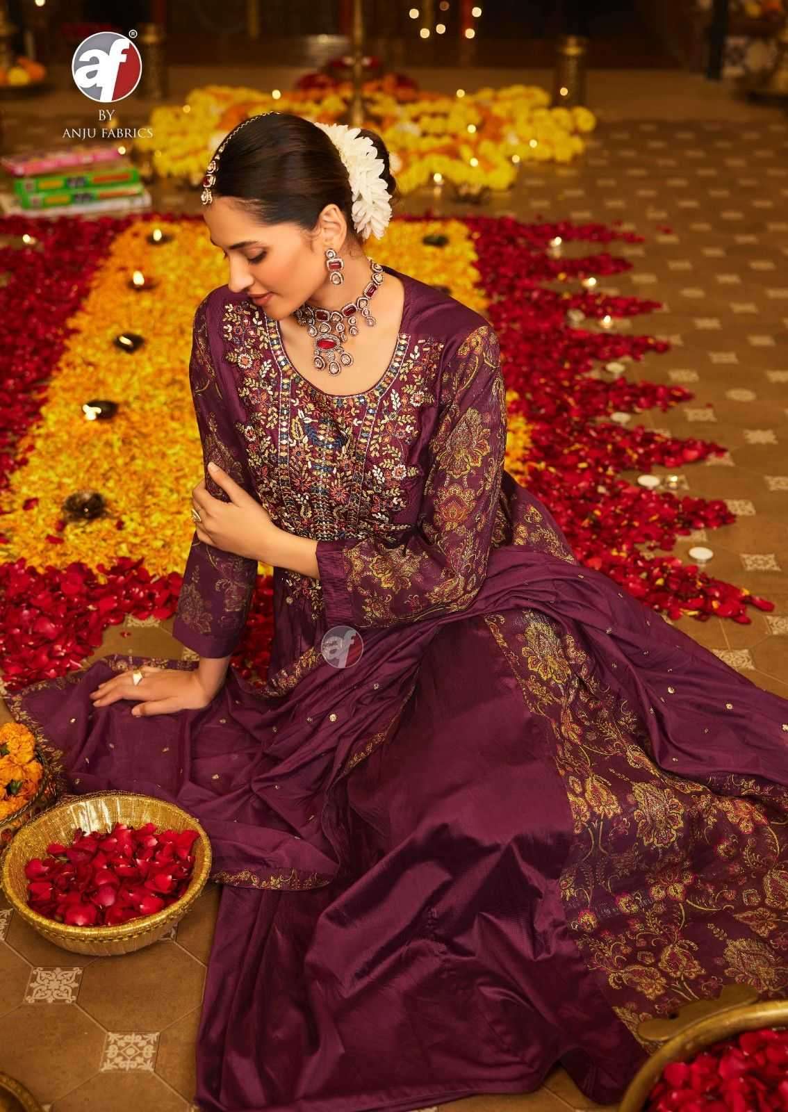 ANJU FAB PRESENTS SHUBH AVSAR DIWALI SPECIAL VISCOSE READYMADE 3PCS DRESS CATALOG WHOLESALER AND EXPORTER 