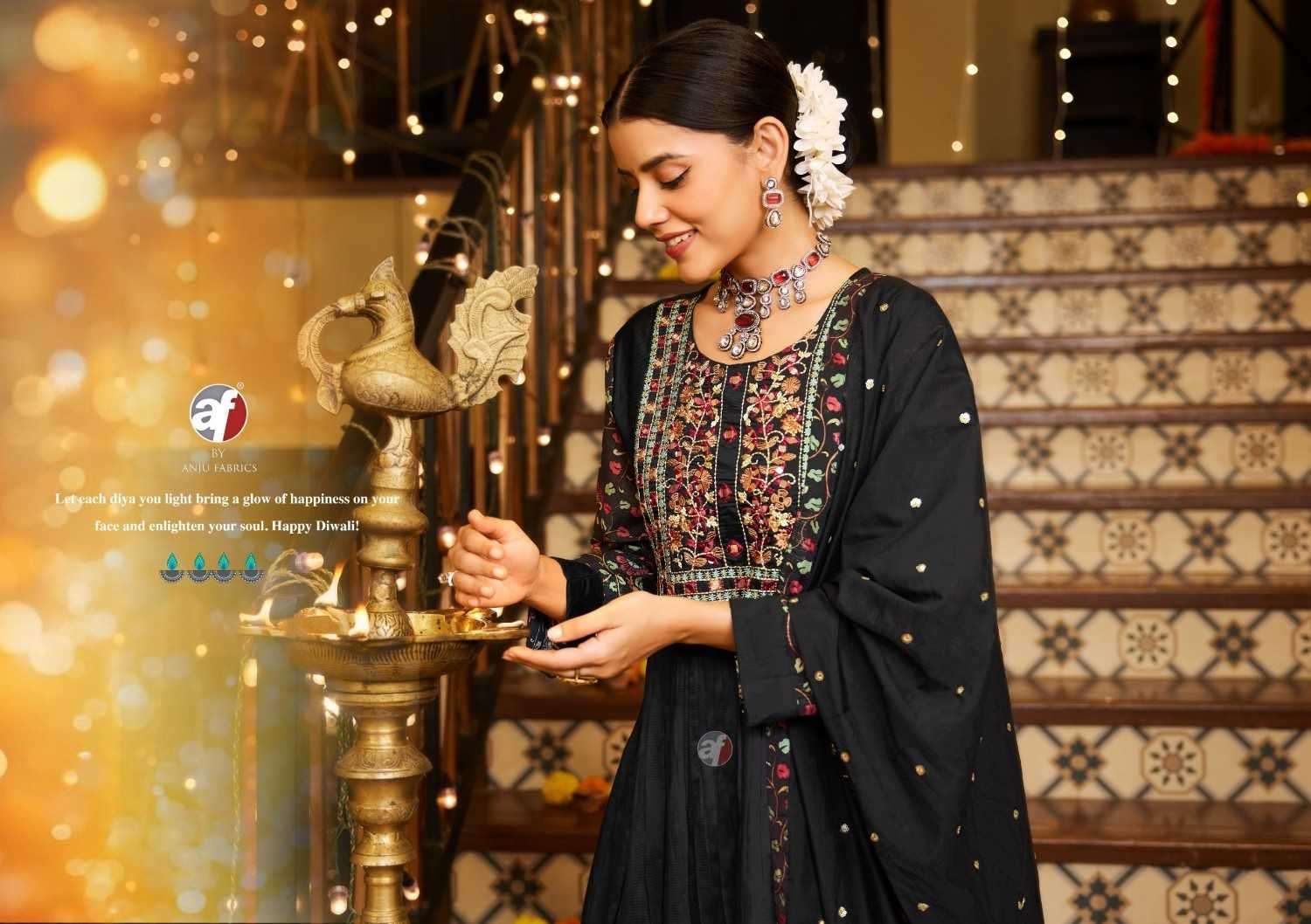 ANJU FAB PRESENTS SHUBH AVSAR DIWALI SPECIAL VISCOSE READYMADE 3PCS DRESS CATALOG WHOLESALER AND EXPORTER 