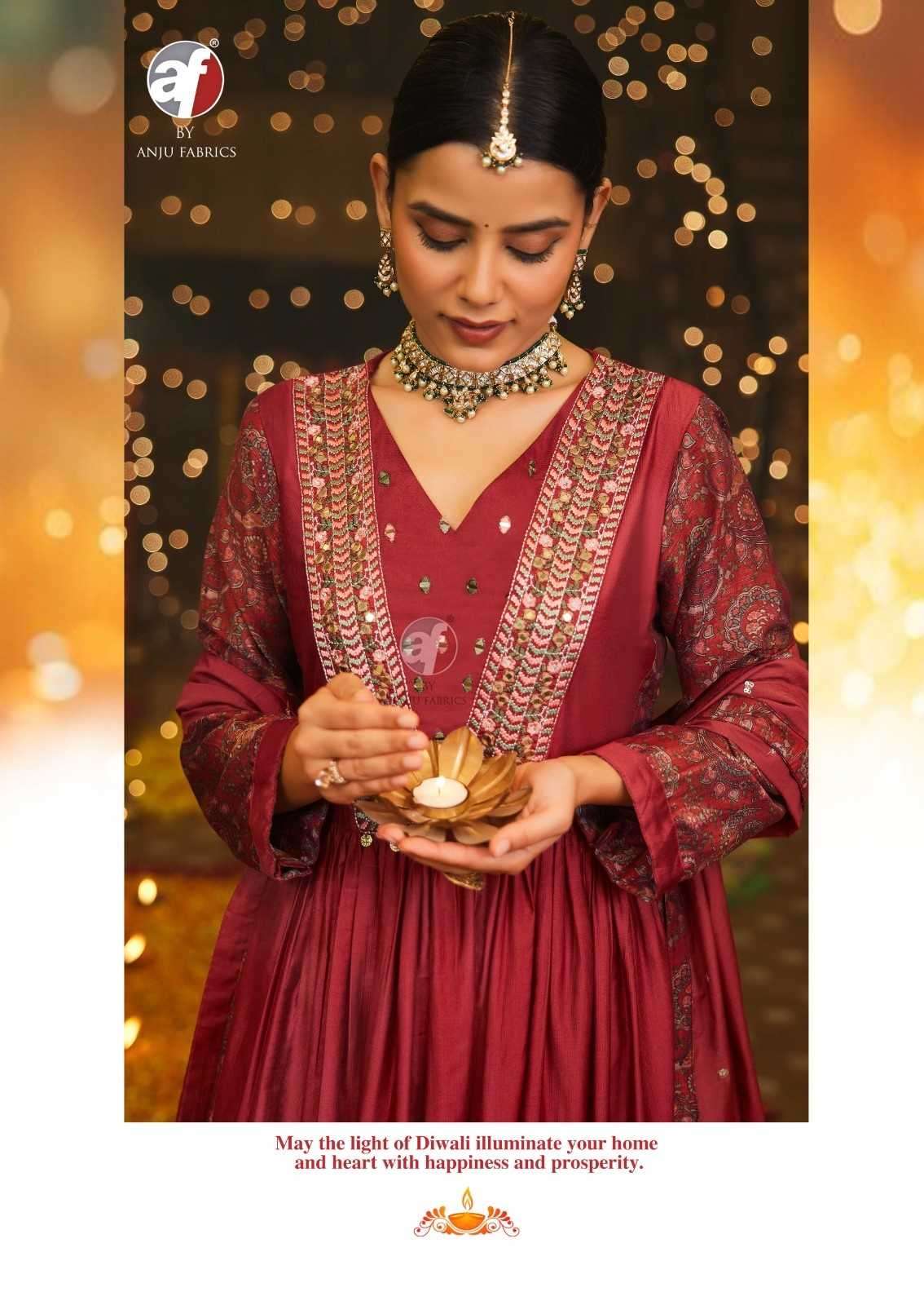 ANJU FAB PRESENTS SHUBH AVSAR DIWALI SPECIAL VISCOSE READYMADE 3PCS DRESS CATALOG WHOLESALER AND EXPORTER 
