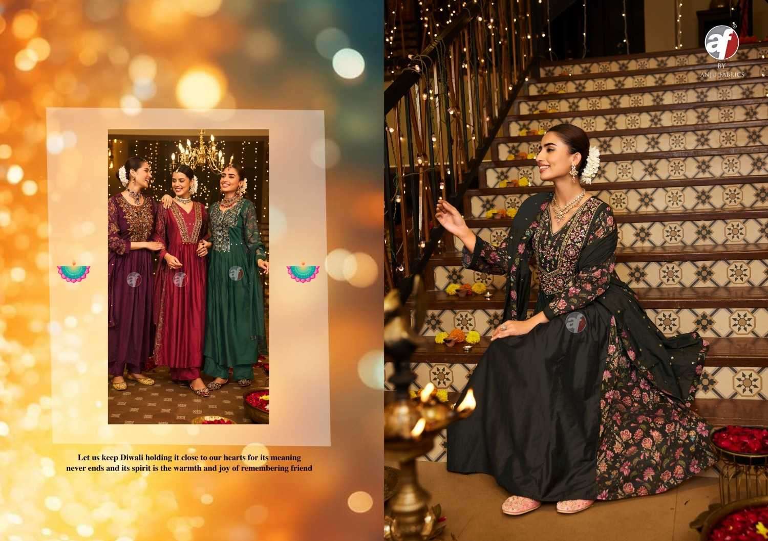ANJU FAB PRESENTS SHUBH AVSAR DIWALI SPECIAL VISCOSE READYMADE 3PCS DRESS CATALOG WHOLESALER AND EXPORTER 