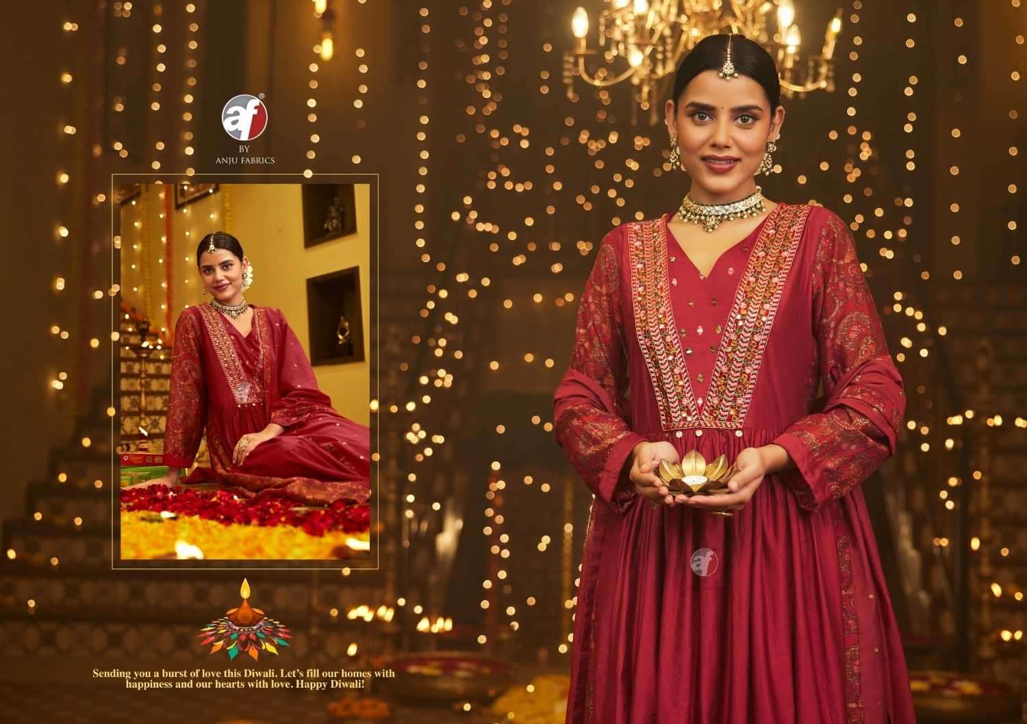 ANJU FAB PRESENTS SHUBH AVSAR DIWALI SPECIAL VISCOSE READYMADE 3PCS DRESS CATALOG WHOLESALER AND EXPORTER 