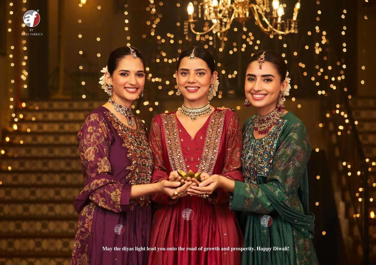 ANJU FAB PRESENTS SHUBH AVSAR DIWALI SPECIAL VISCOSE READYMADE 3PCS DRESS CATALOG WHOLESALER AND EXPORTER 