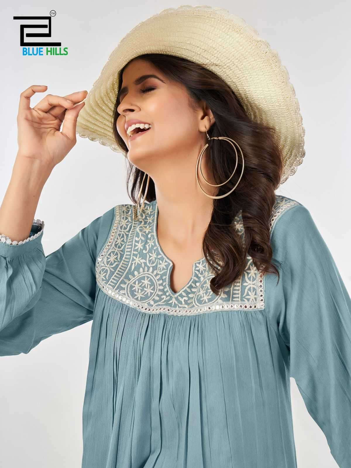 BLUE HILLS PRESENTS COKE STYLISH LOOK RAYON READYMADE GIRLS SHORT TOP CATALOG WHOLESALER AND EXPORTER 