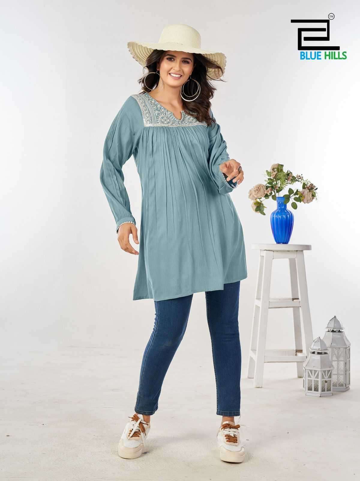 BLUE HILLS PRESENTS COKE STYLISH LOOK RAYON READYMADE GIRLS SHORT TOP CATALOG WHOLESALER AND EXPORTER 